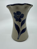 Williamsburg 1994 Pottery Glazed Flower Vase Blue Pattern 6.5" Tall