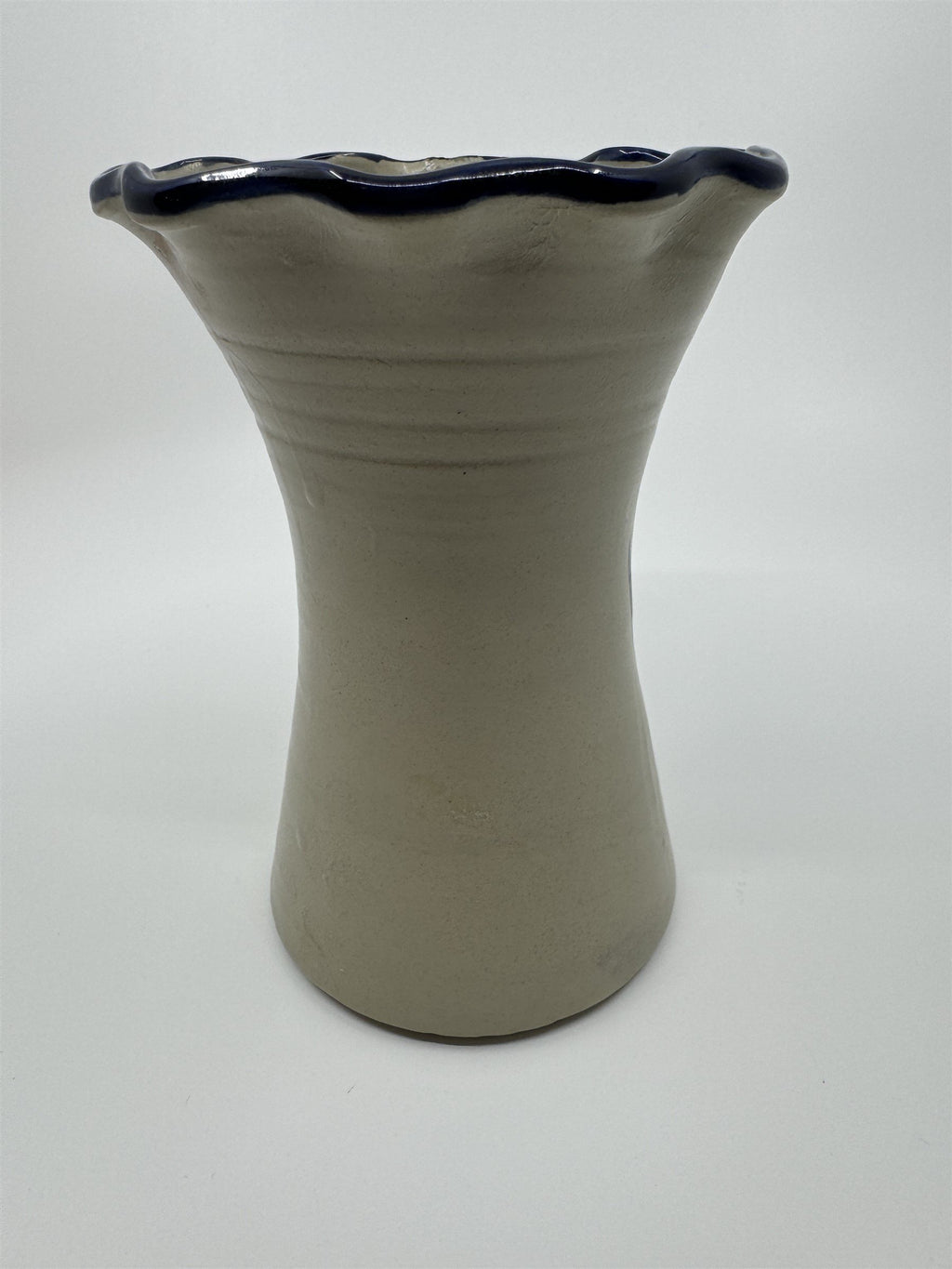 Williamsburg 1994 Pottery Glazed Flower Vase Blue Pattern 6.5" Tall
