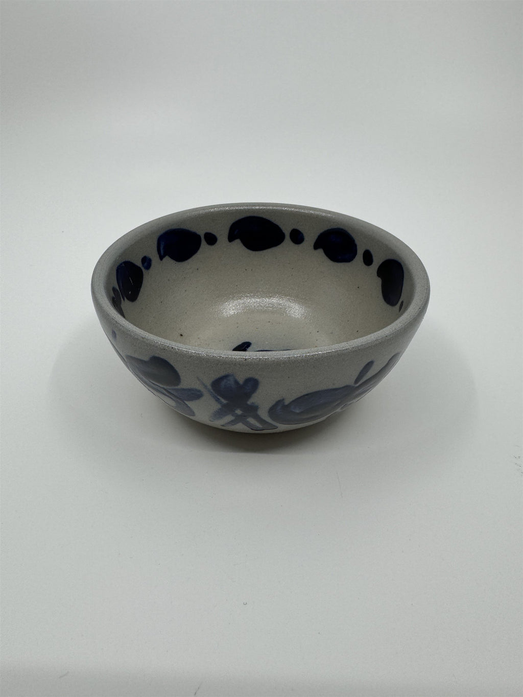 Vintage Matcha Sauce Trinket Bowl Pottery Salt Glaze Hand Painted