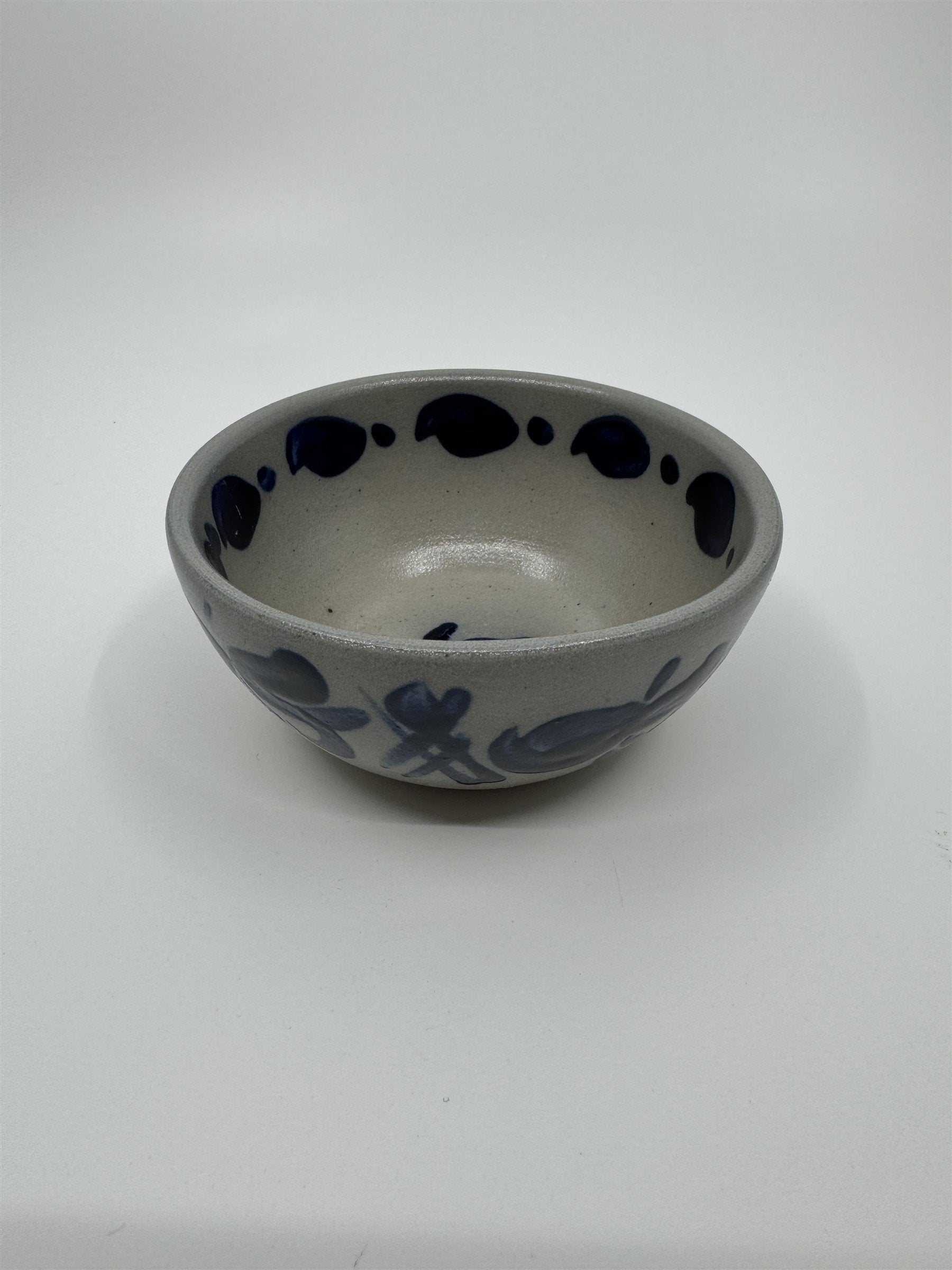Vintage Matcha Sauce Trinket Bowl Pottery Salt Glaze Hand Painted