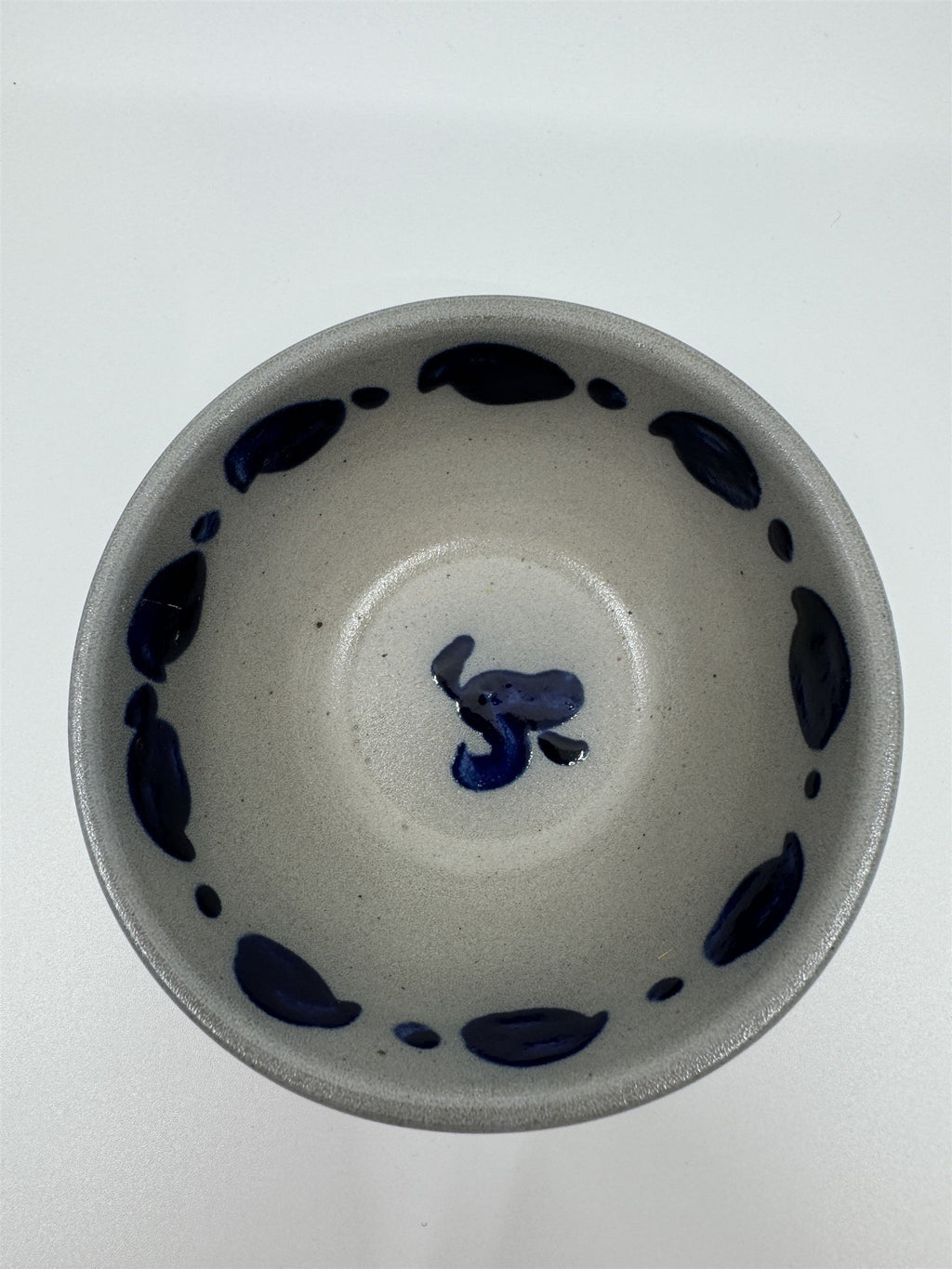 Vintage Matcha Sauce Trinket Bowl Pottery Salt Glaze Hand Painted