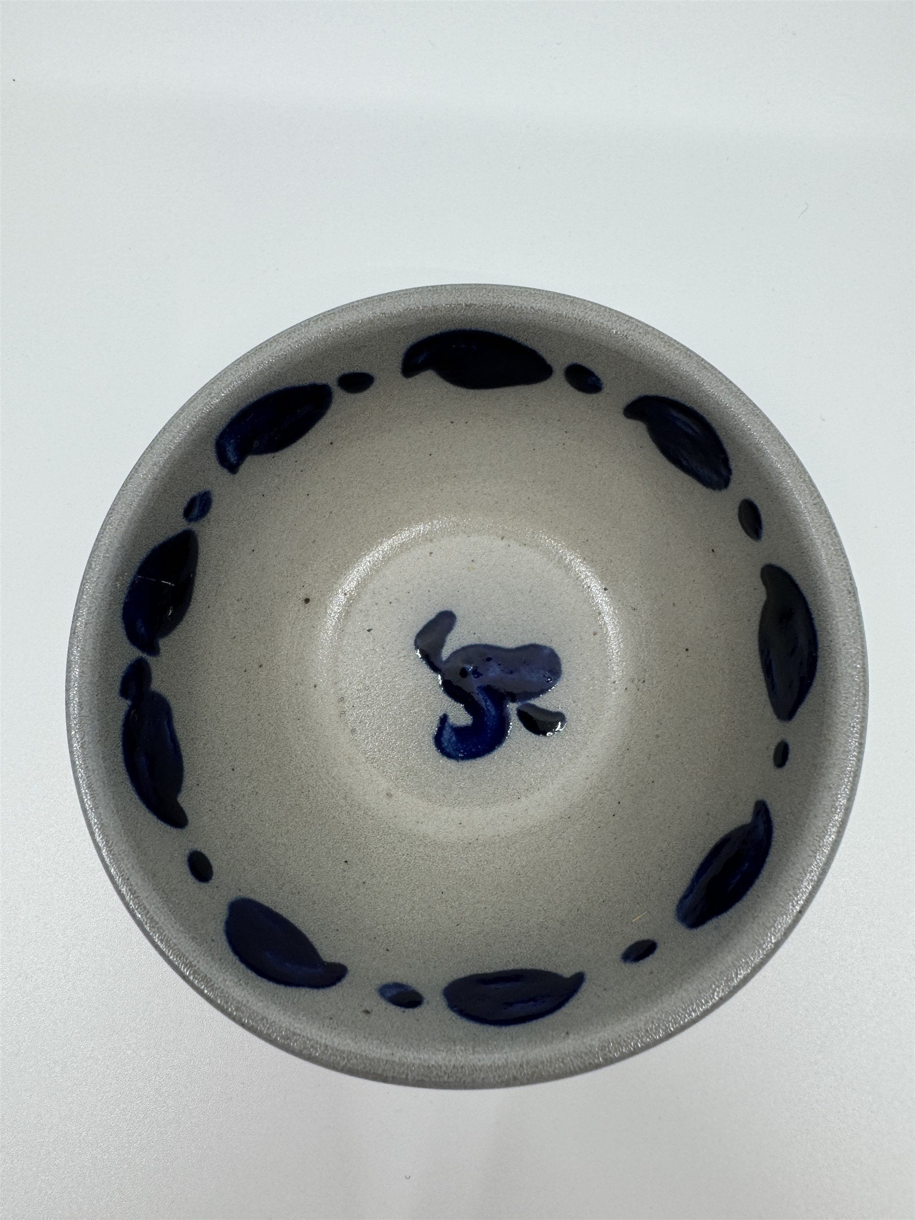 Vintage Matcha Sauce Trinket Bowl Pottery Salt Glaze Hand Painted