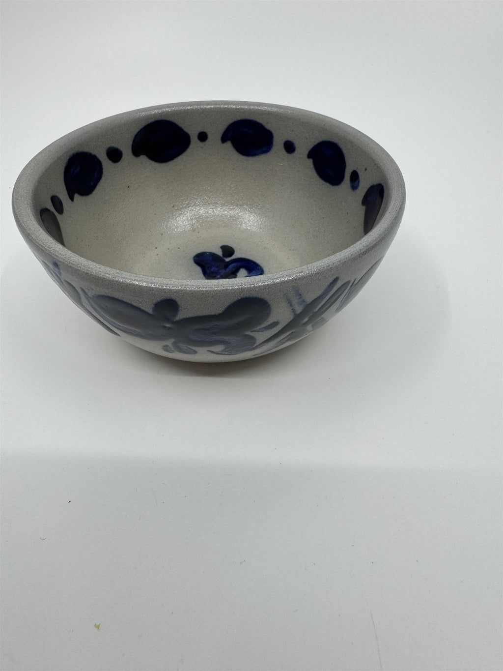 Vintage Matcha Sauce Trinket Bowl Pottery Salt Glaze Hand Painted