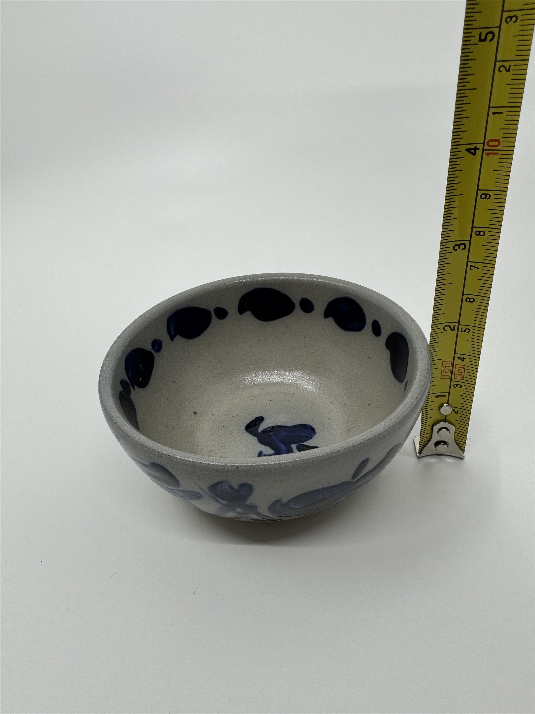 Vintage Matcha Sauce Trinket Bowl Pottery Salt Glaze Hand Painted