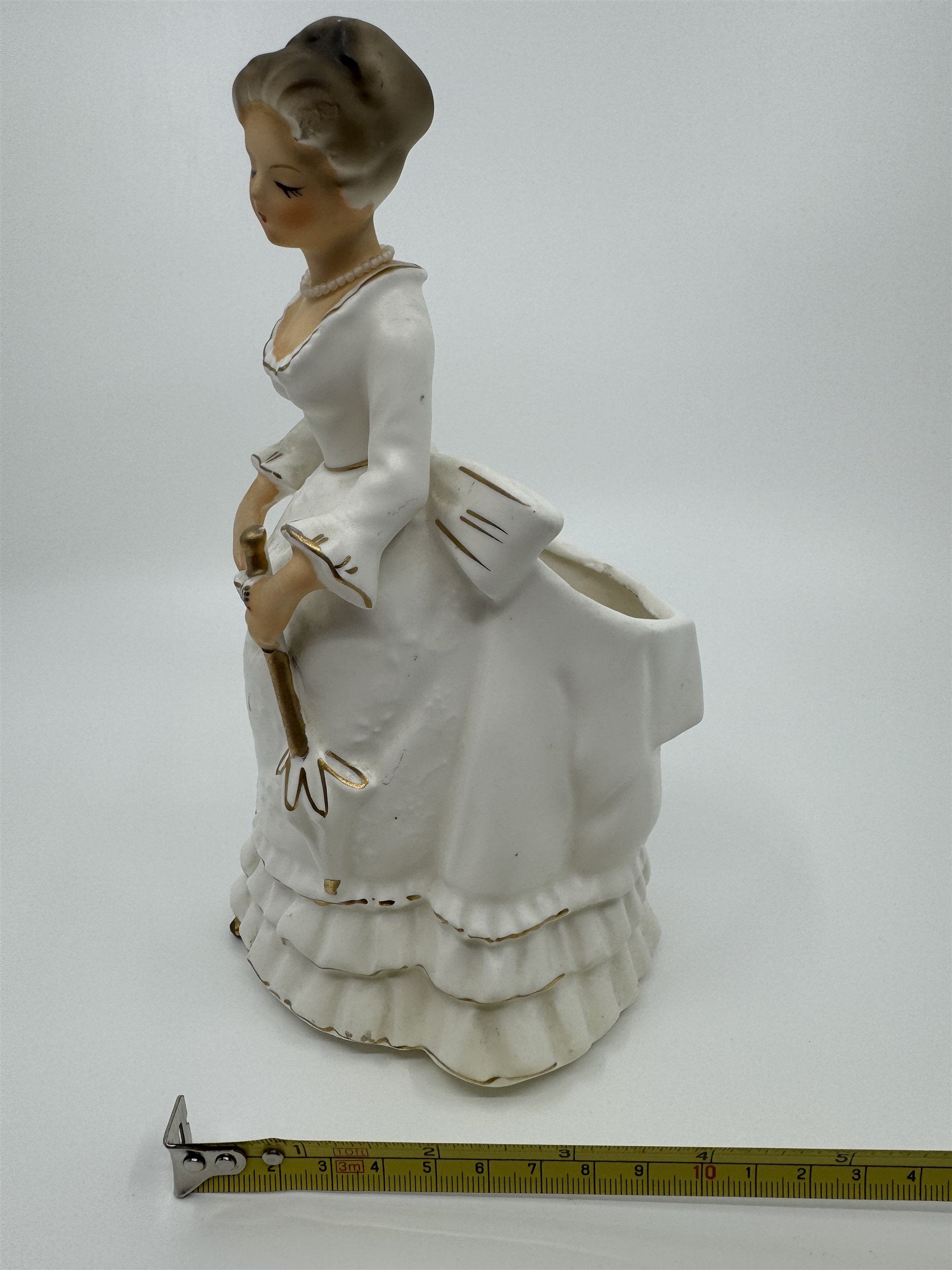 Rubens Original Lady in White Fairy Godmother Parasol 8" Planter Vase Figurine