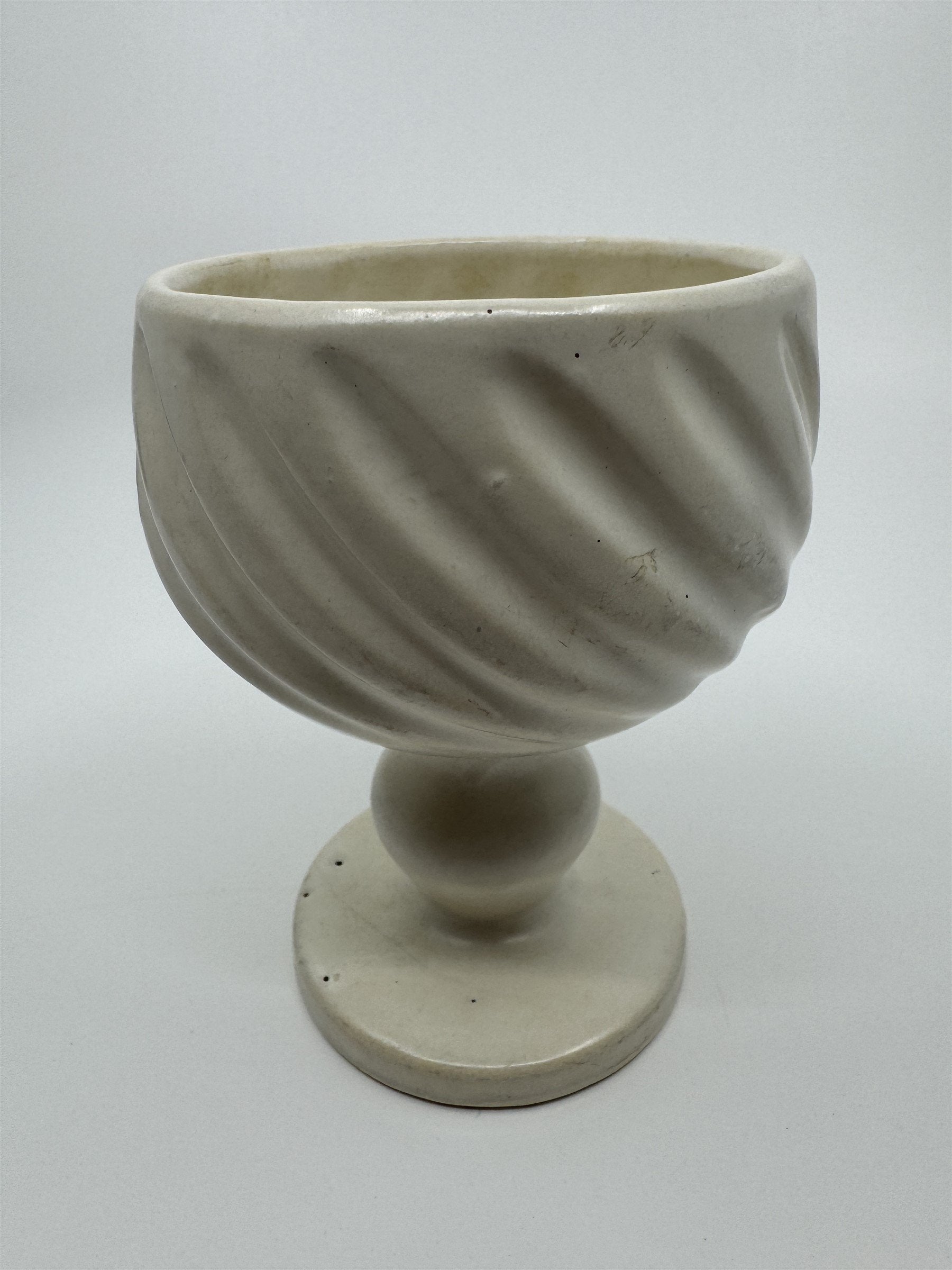 Hull Pottery Glass Cream White Drip Swirl Goblet Vintage USA F5