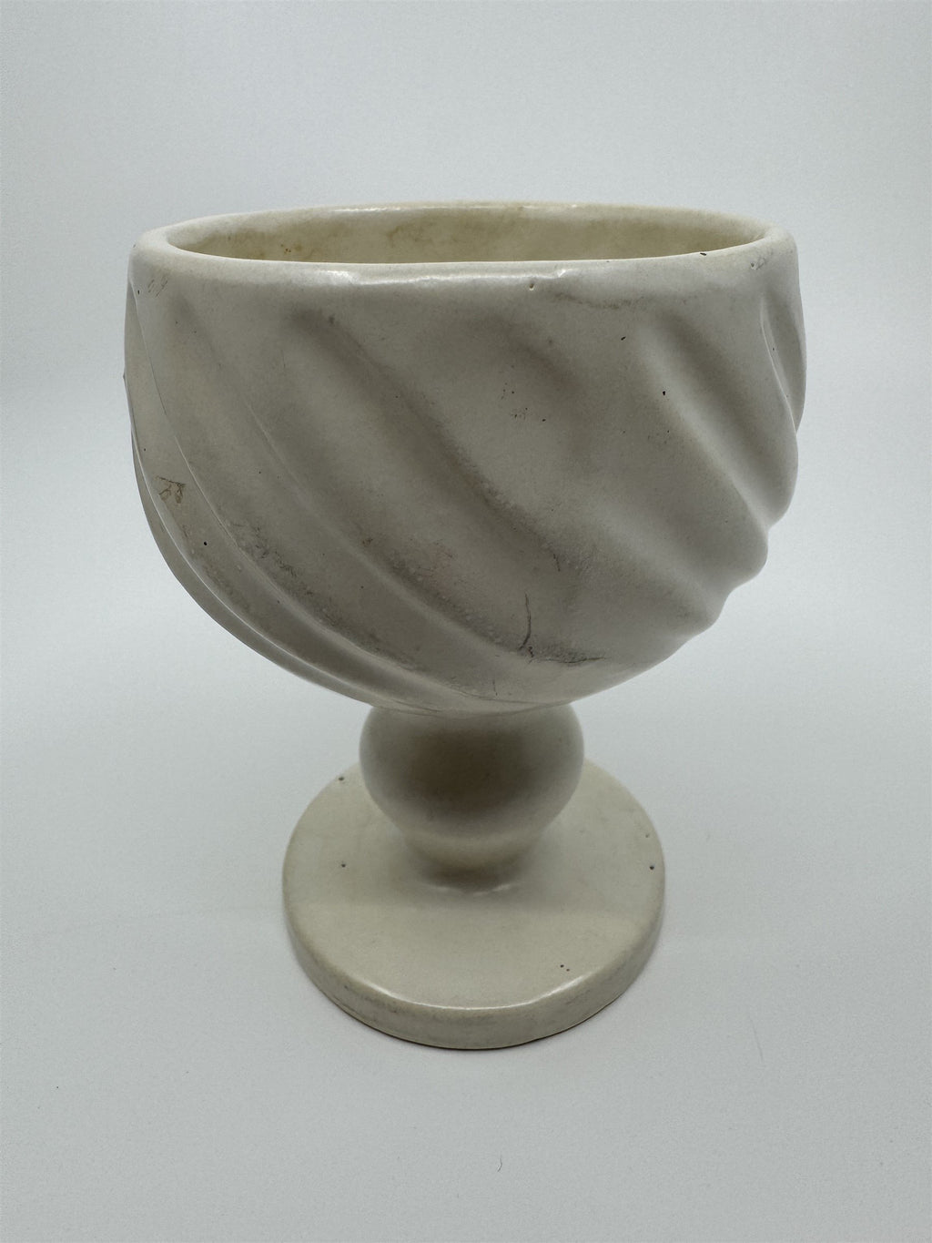 Hull Pottery Glass Cream White Drip Swirl Goblet Vintage USA F5