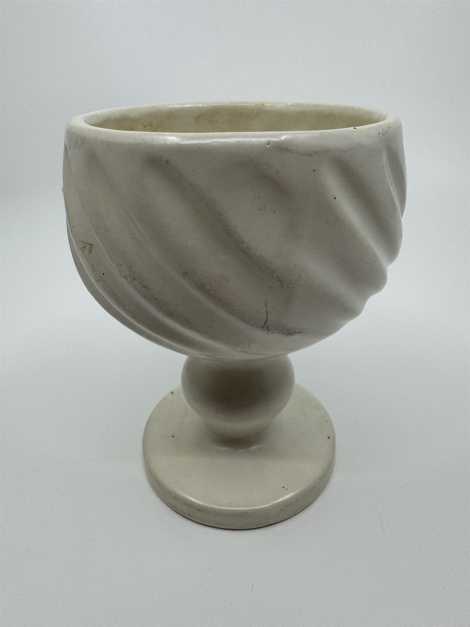 Hull Pottery Glass Cream White Drip Swirl Goblet Vintage USA F5