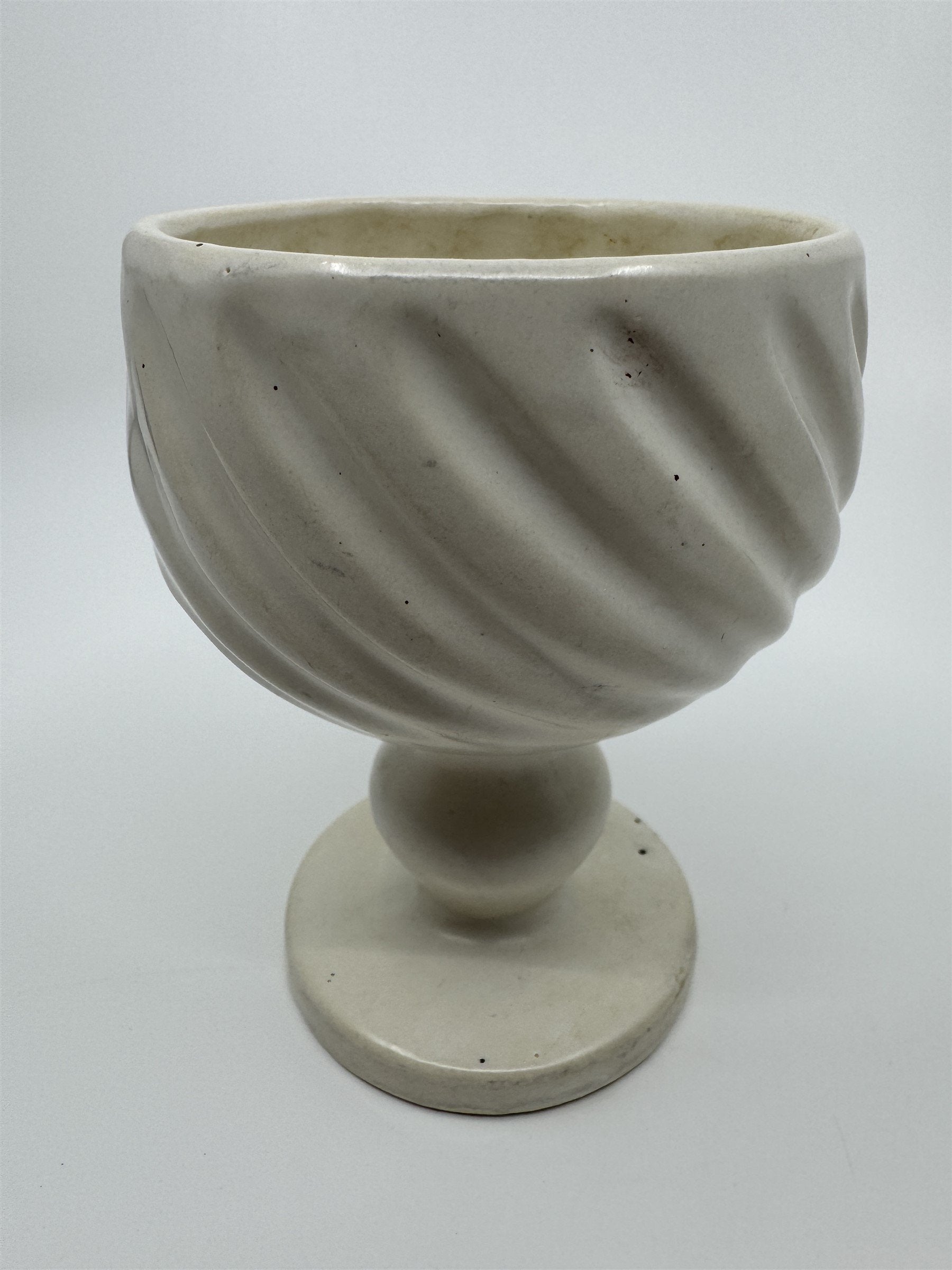 Hull Pottery Glass Cream White Drip Swirl Goblet Vintage USA F5