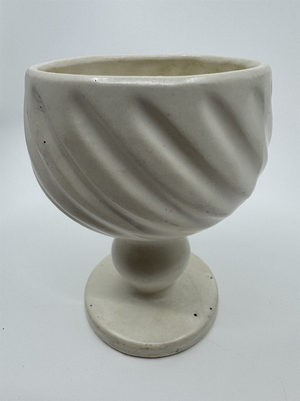 Hull Pottery Glass Cream White Drip Swirl Goblet Vintage USA F5