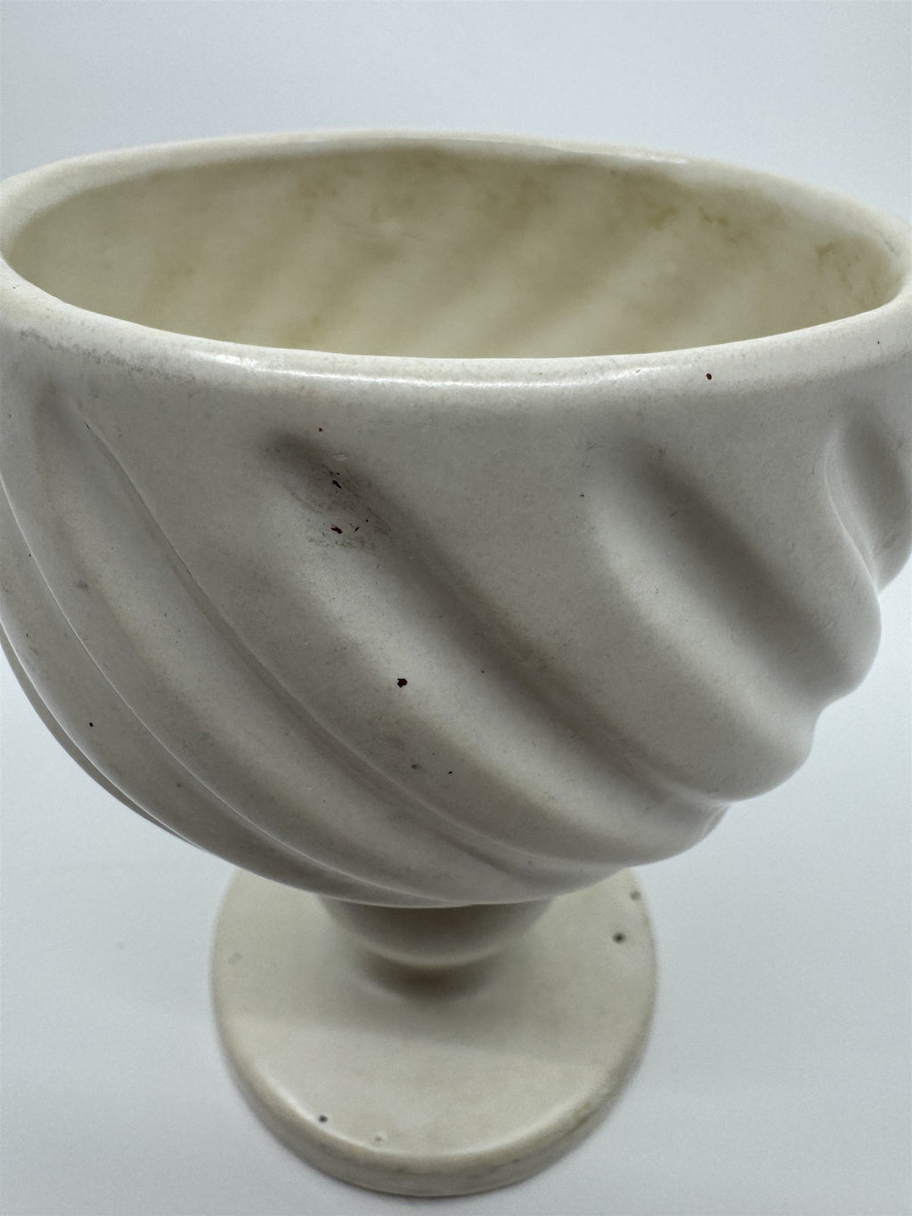 Hull Pottery Glass Cream White Drip Swirl Goblet Vintage USA F5
