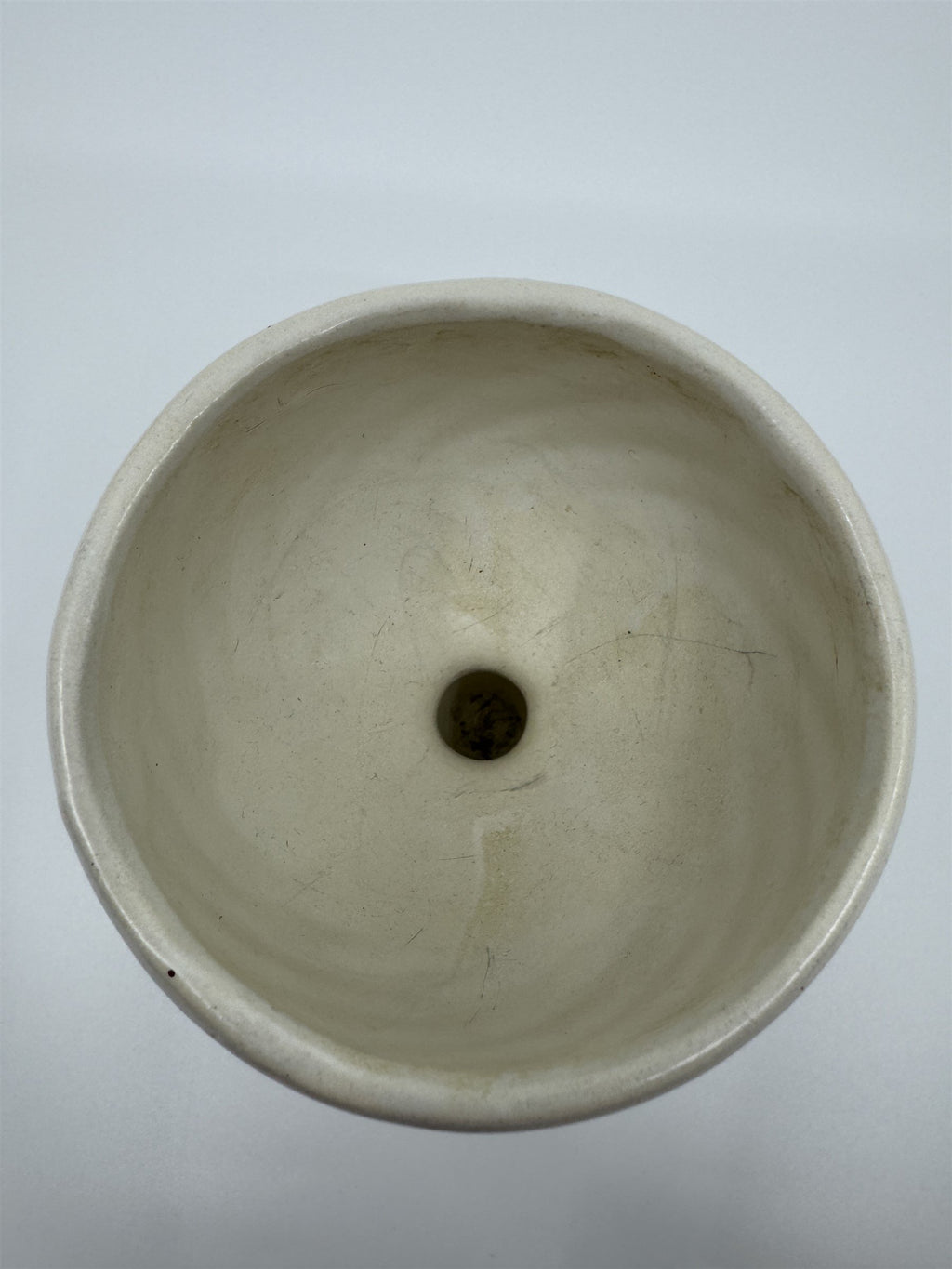 Hull Pottery Glass Cream White Drip Swirl Goblet Vintage USA F5