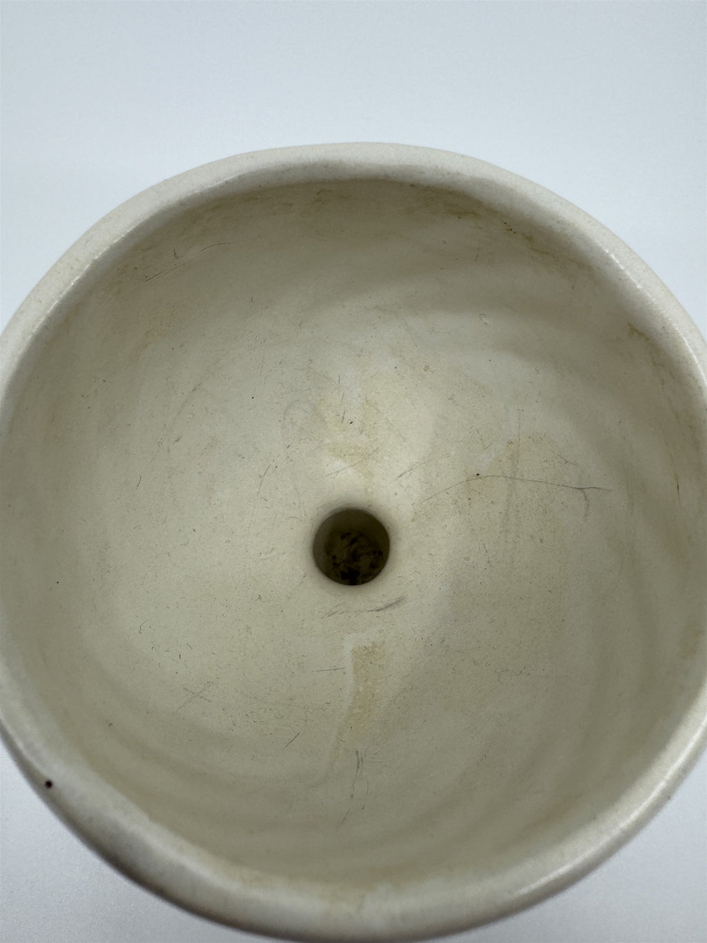 Hull Pottery Glass Cream White Drip Swirl Goblet Vintage USA F5