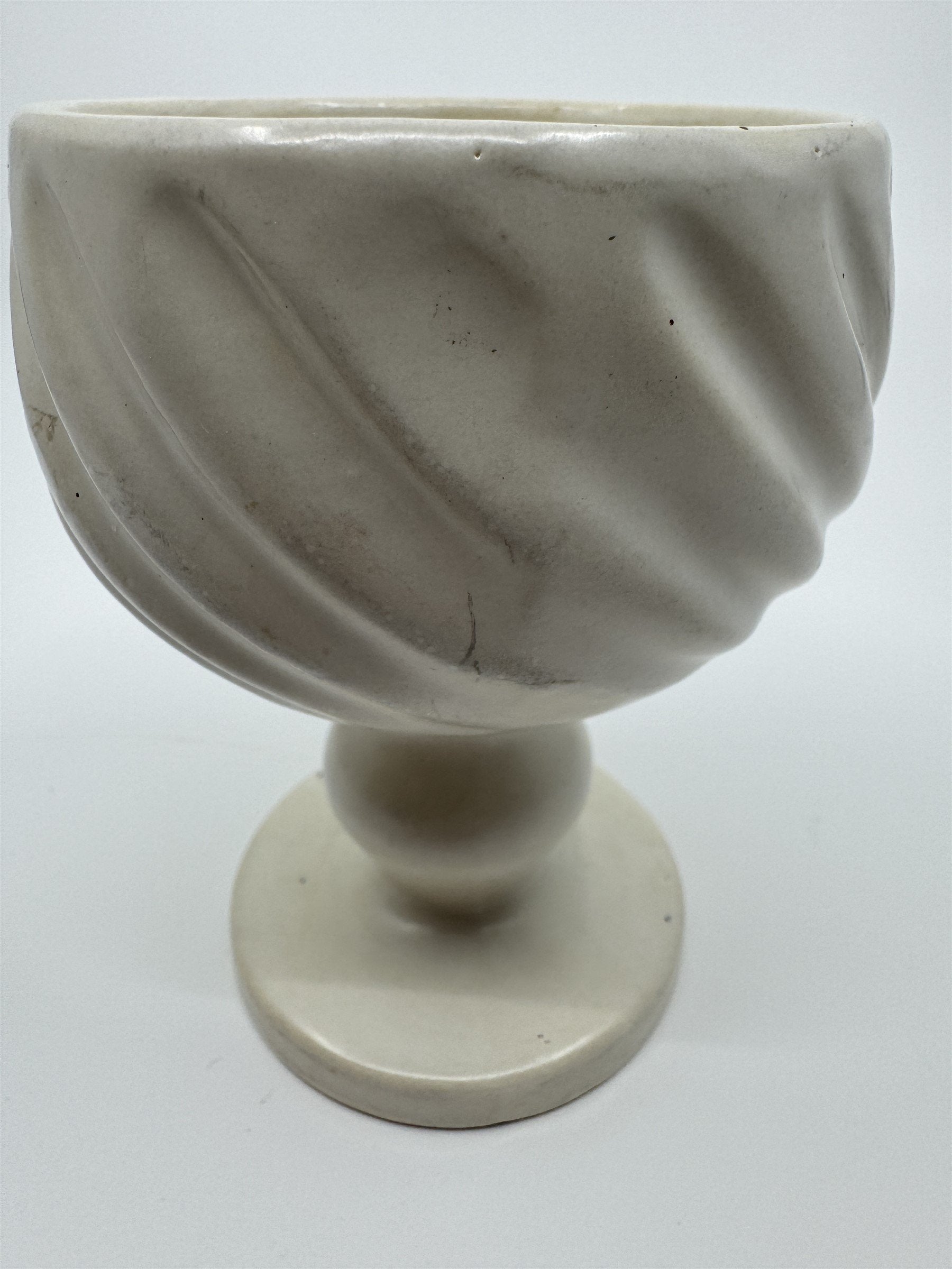 Hull Pottery Glass Cream White Drip Swirl Goblet Vintage USA F5