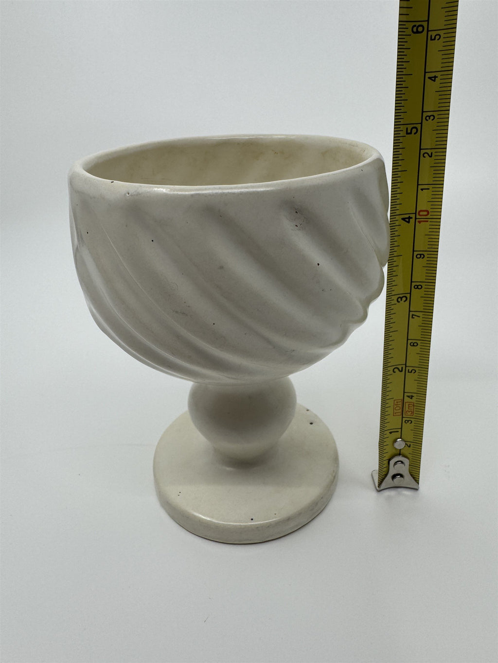 Hull Pottery Glass Cream White Drip Swirl Goblet Vintage USA F5