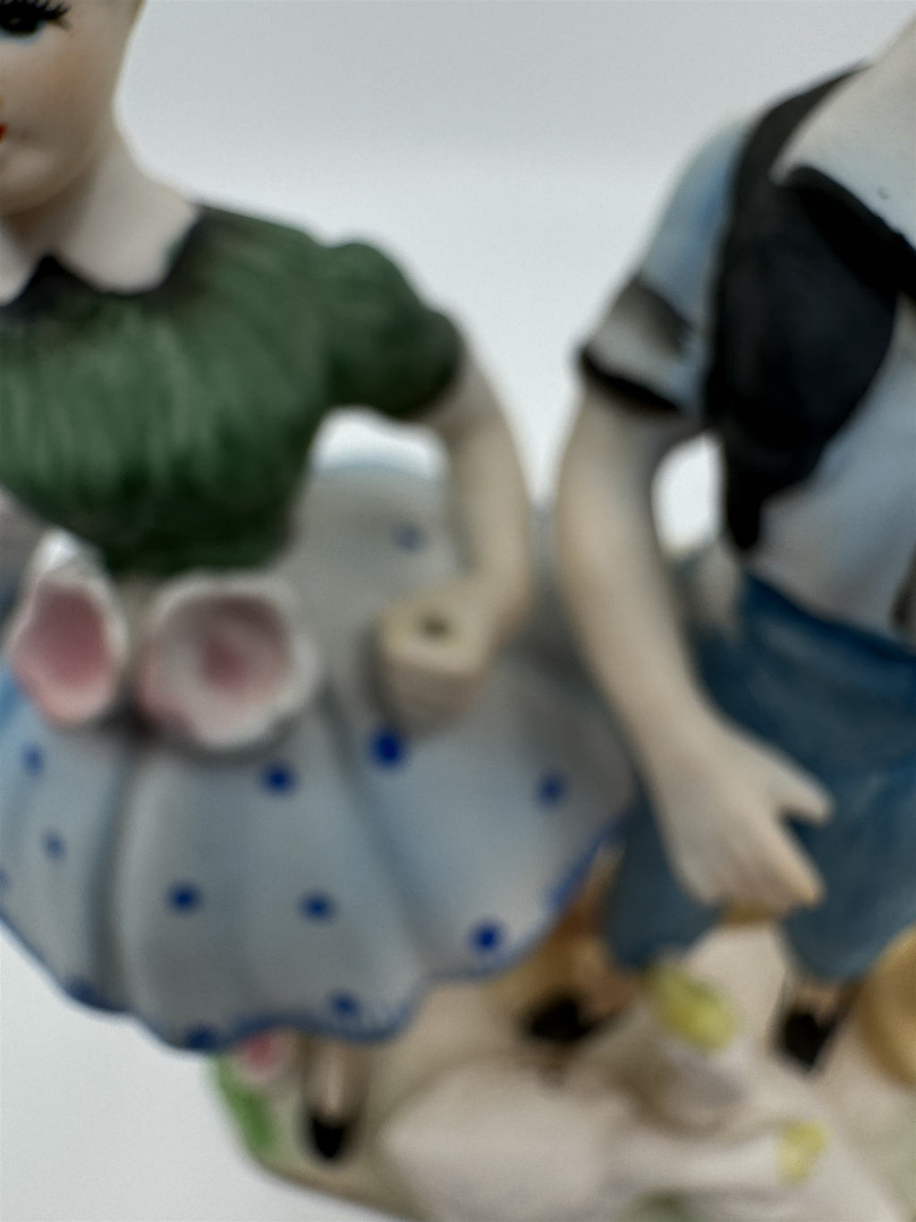 Walls Japan Figurine Boy and Girl /w Geese/Goose Figurine Easter Gift Vintage