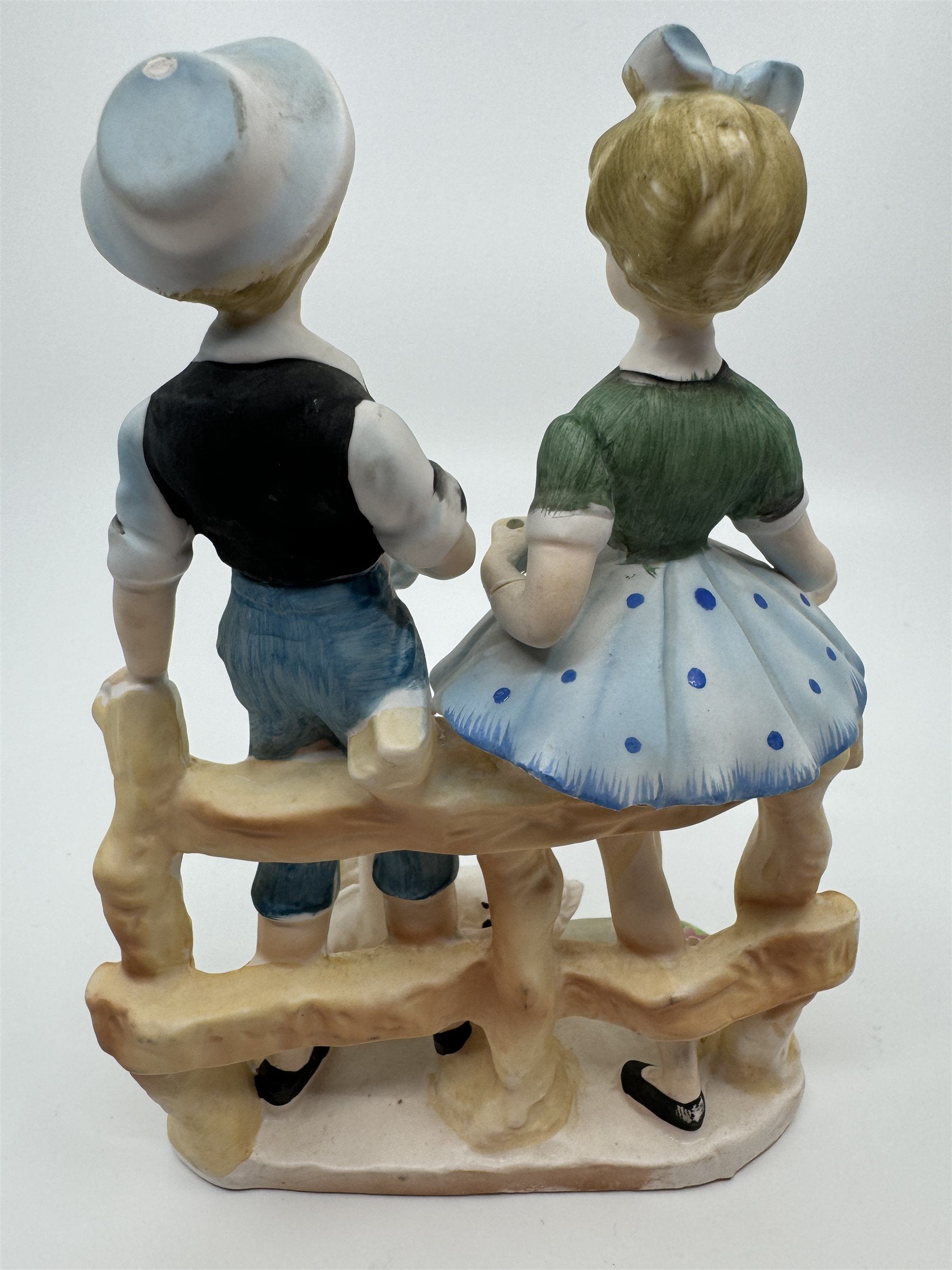 Walls Japan Figurine Boy and Girl /w Geese/Goose Figurine Easter Gift Vintage