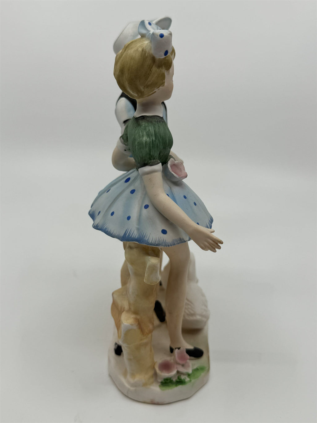 Walls Japan Figurine Boy and Girl /w Geese/Goose Figurine Easter Gift Vintage