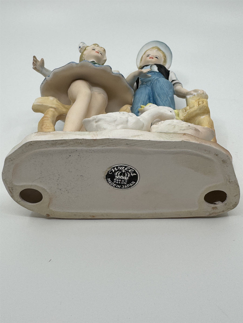 Walls Japan Figurine Boy and Girl /w Geese/Goose Figurine Easter Gift Vintage