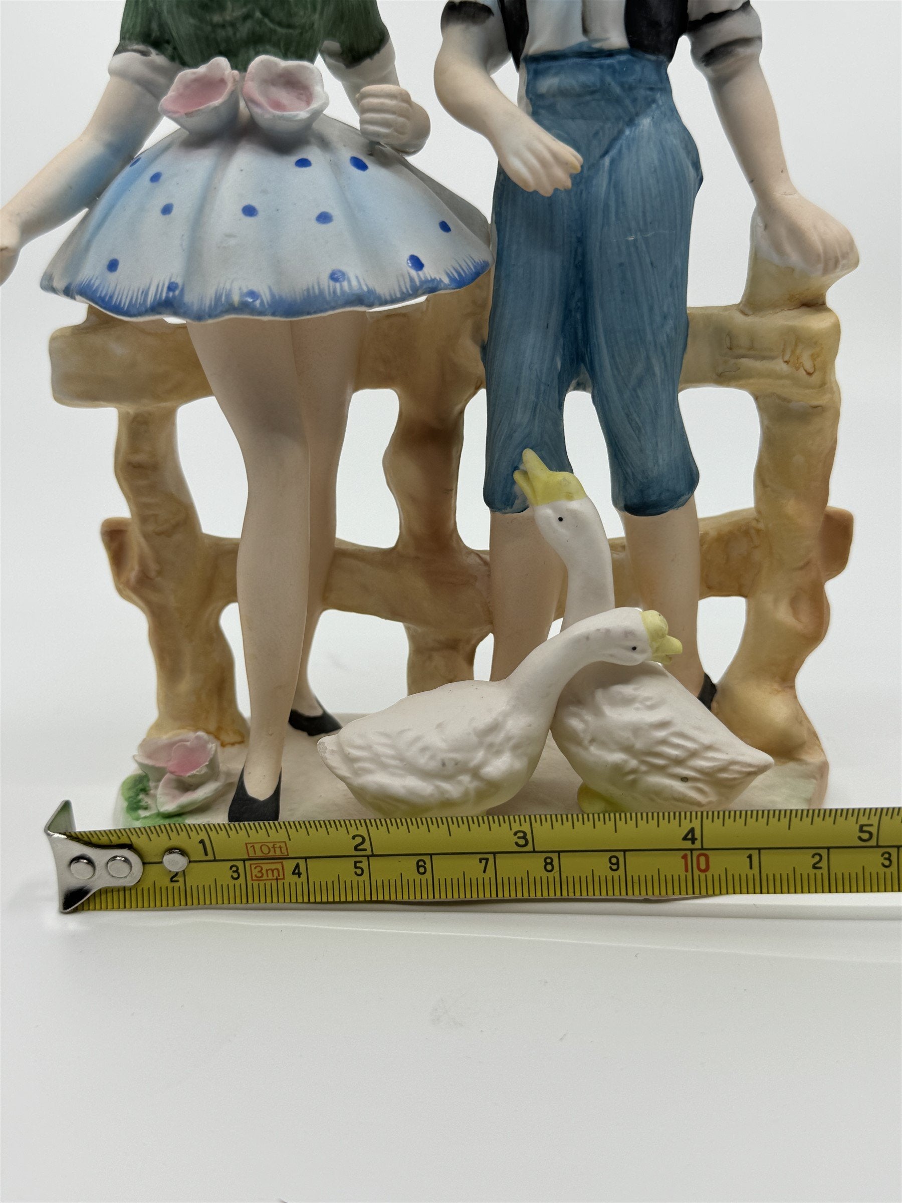 Walls Japan Figurine Boy and Girl /w Geese/Goose Figurine Easter Gift Vintage