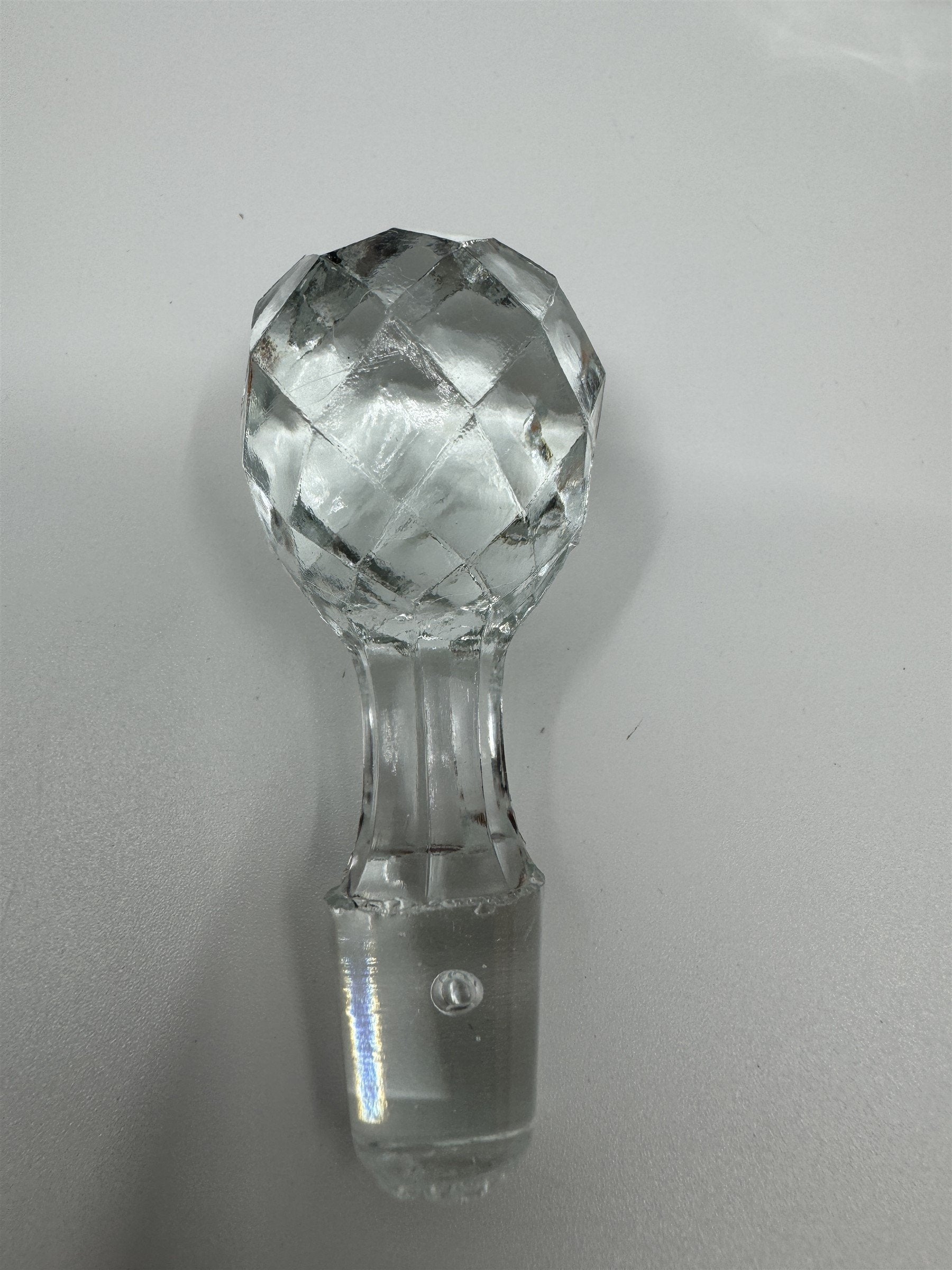 Vintage Small Glass or Crystal Olive Oil or Vinegar Cruet /w Glass Stopper 5"