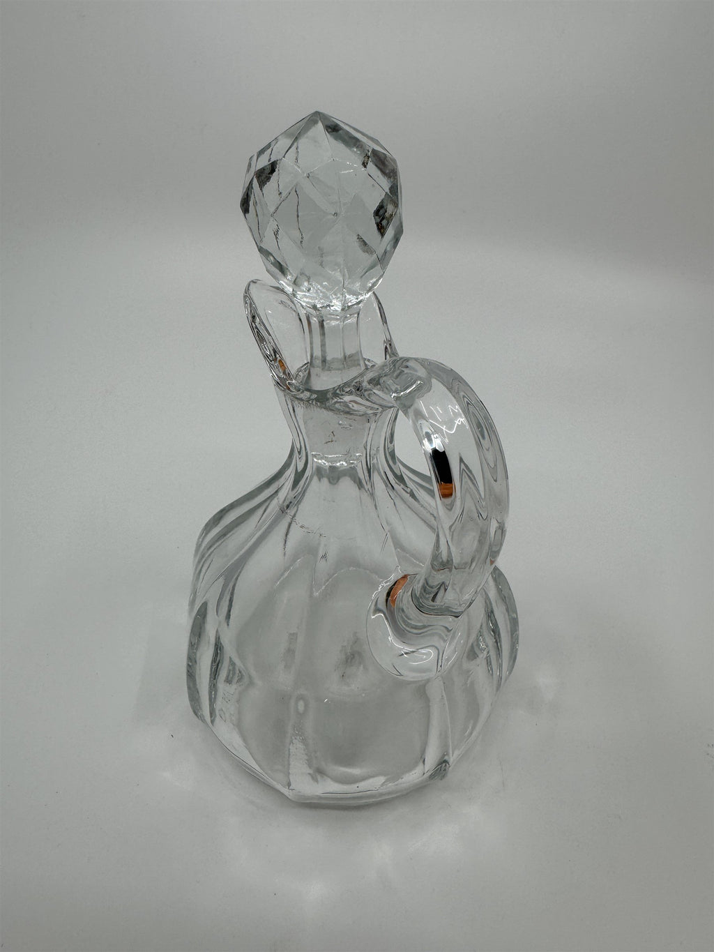 Vintage Small Glass or Crystal Olive Oil or Vinegar Cruet /w Glass Stopper 5"