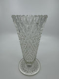 8" Tall Vintage Indiana Glass Diamond Point Pedestal Clear Pressed Glass Vase