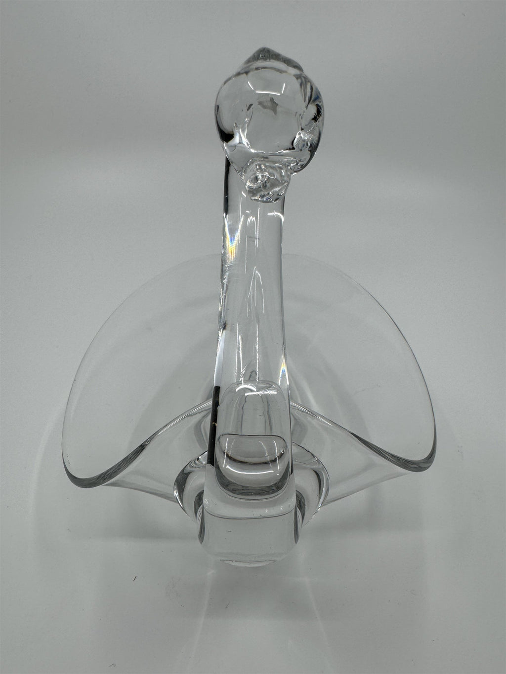 Vintage Clear Glass Swan Long Neck Leafed Candy Dish or Bowl (Duncan Miller?)