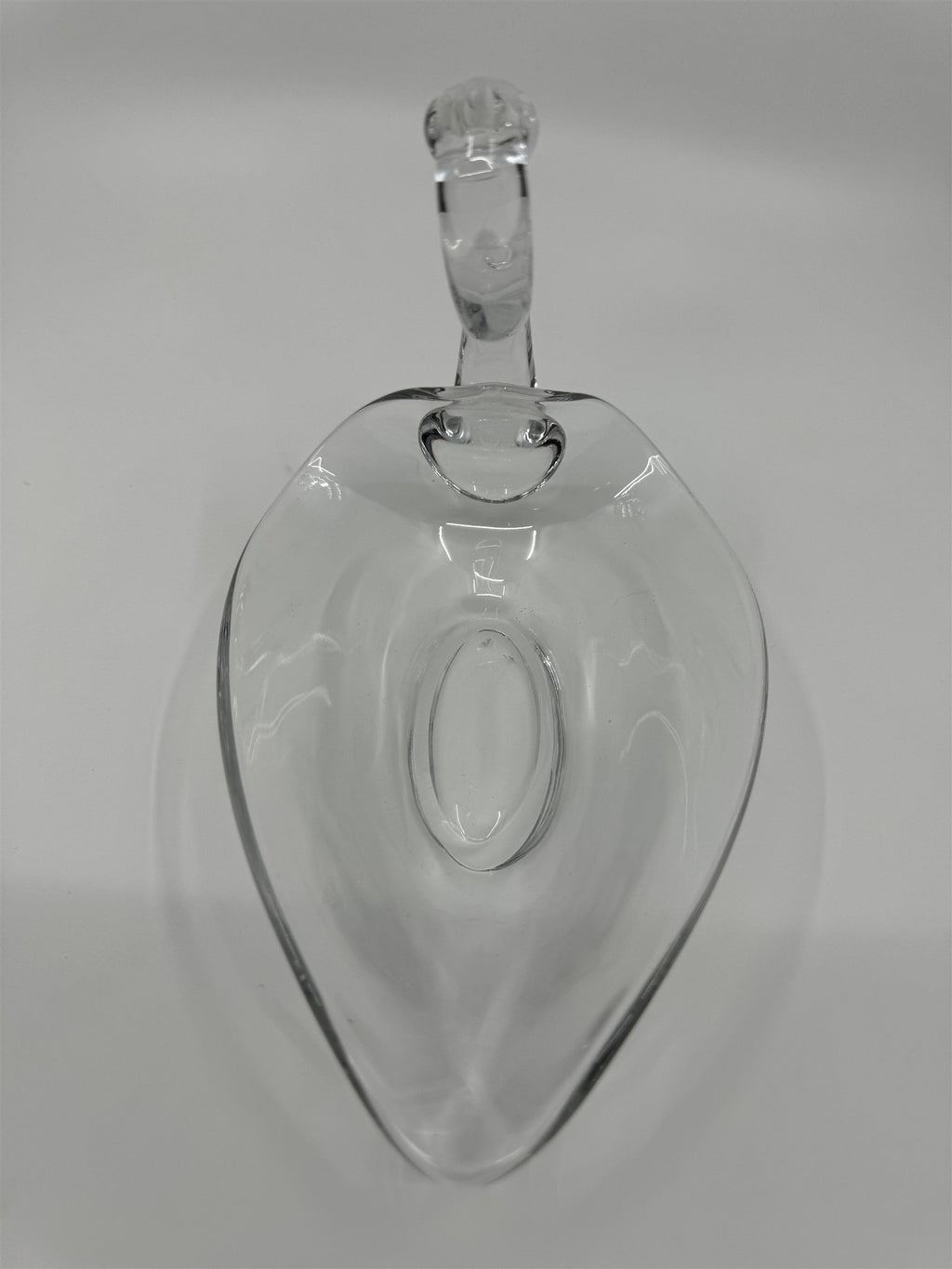 Vintage Clear Glass Swan Long Neck Leafed Candy Dish or Bowl (Duncan Miller?)