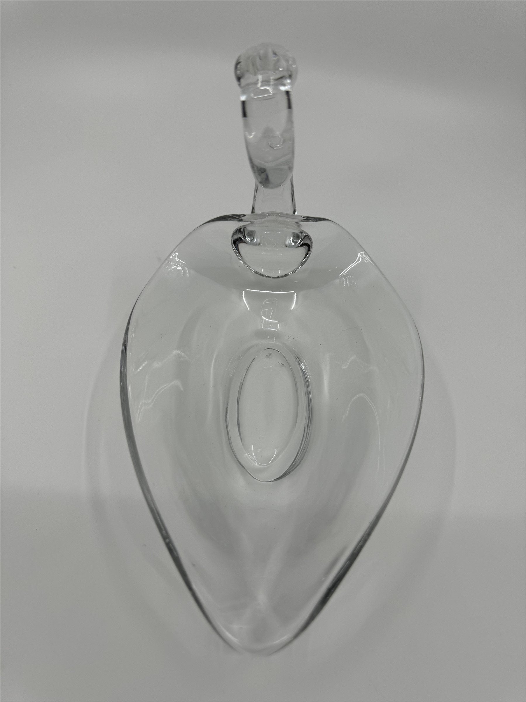 Vintage Clear Glass Swan Long Neck Leafed Candy Dish or Bowl (Duncan Miller?)