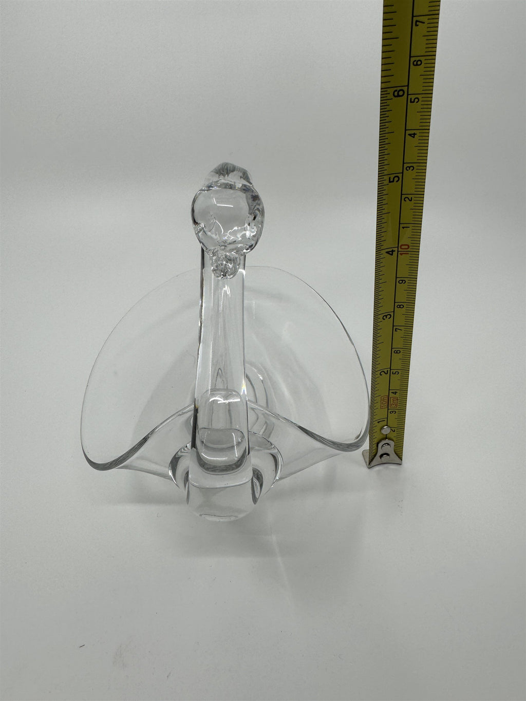 Vintage Clear Glass Swan Long Neck Leafed Candy Dish or Bowl (Duncan Miller?)