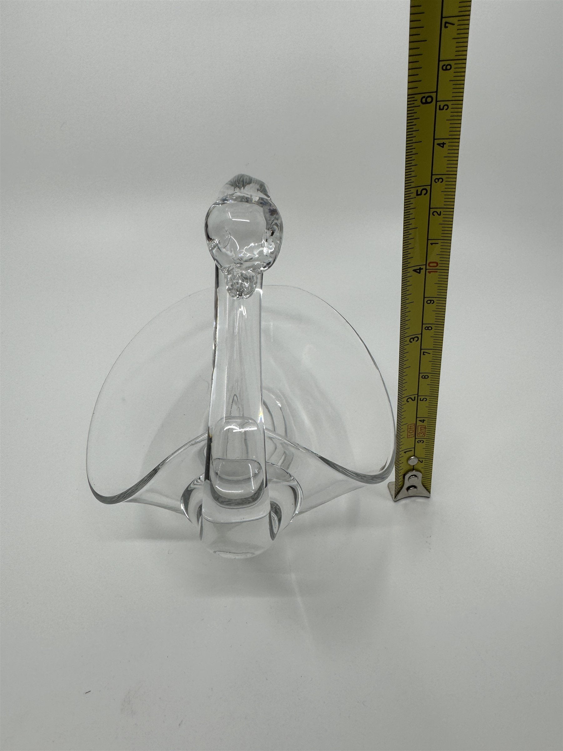 Vintage Clear Glass Swan Long Neck Leafed Candy Dish or Bowl (Duncan Miller?)