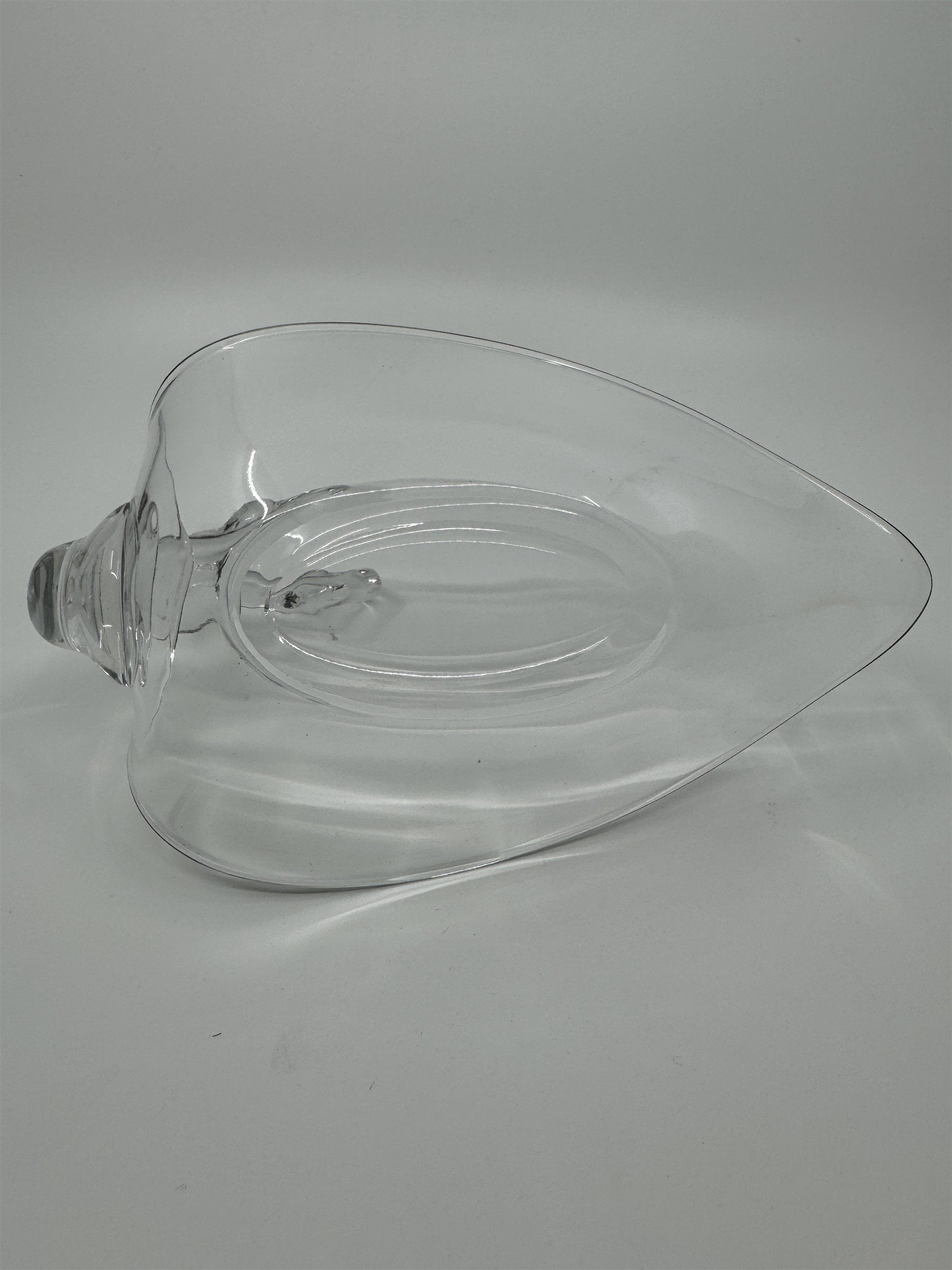 Vintage Clear Glass Swan Long Neck Leafed Candy Dish or Bowl (Duncan Miller?)