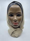 Vintage Marwal Chalkware Woman Head Bust Woman Wearing a Hijab MCM 10-in Display
