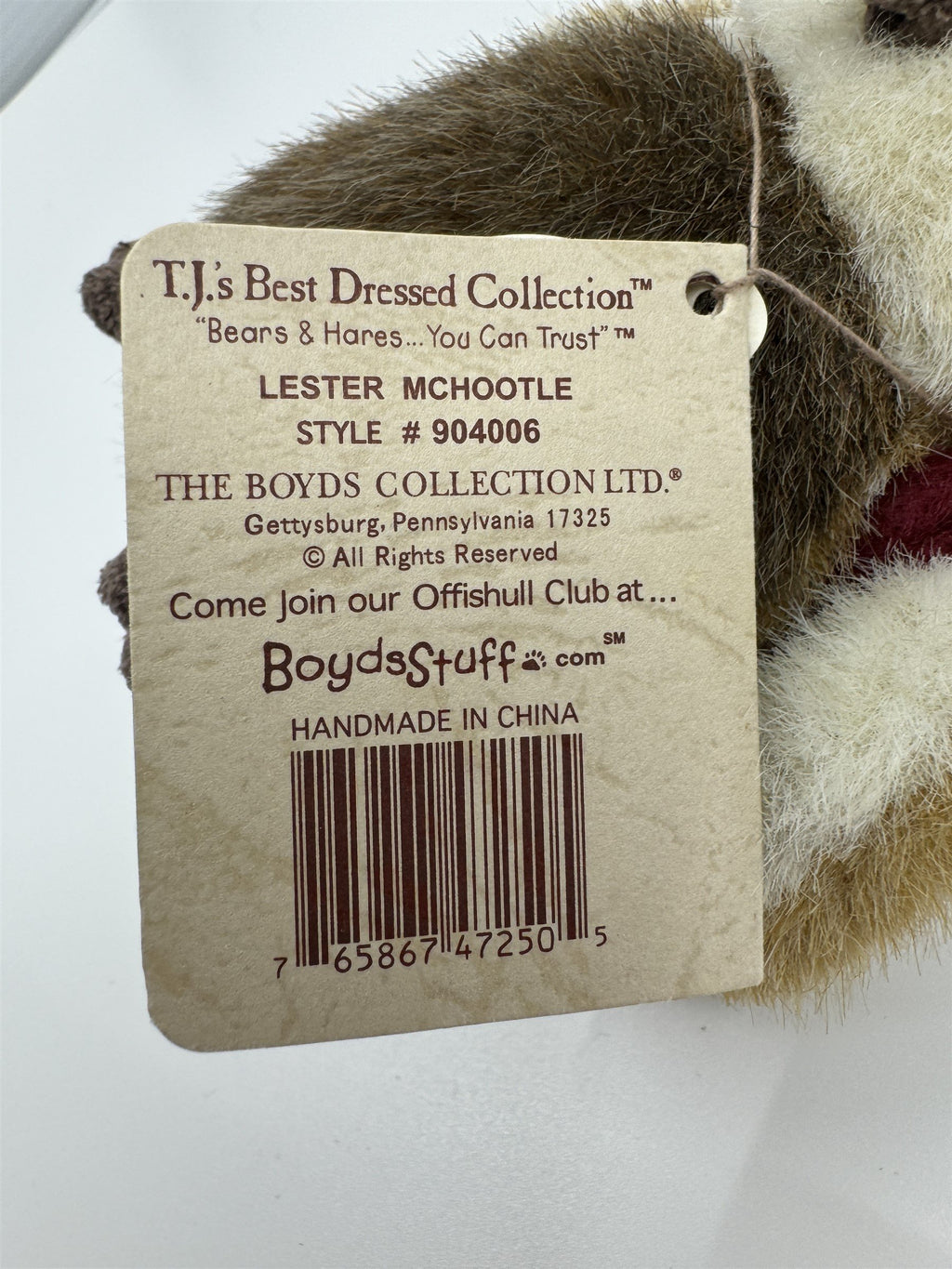 Gen-Yoo-Wine Boyds Owl with Hat Backpack Plush Lester McHootle 904006 Gettysburg