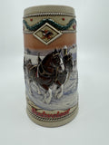 Vintage 1996 Budweiser Holiday Stein Christmas Beer Mug American Homestead Horse