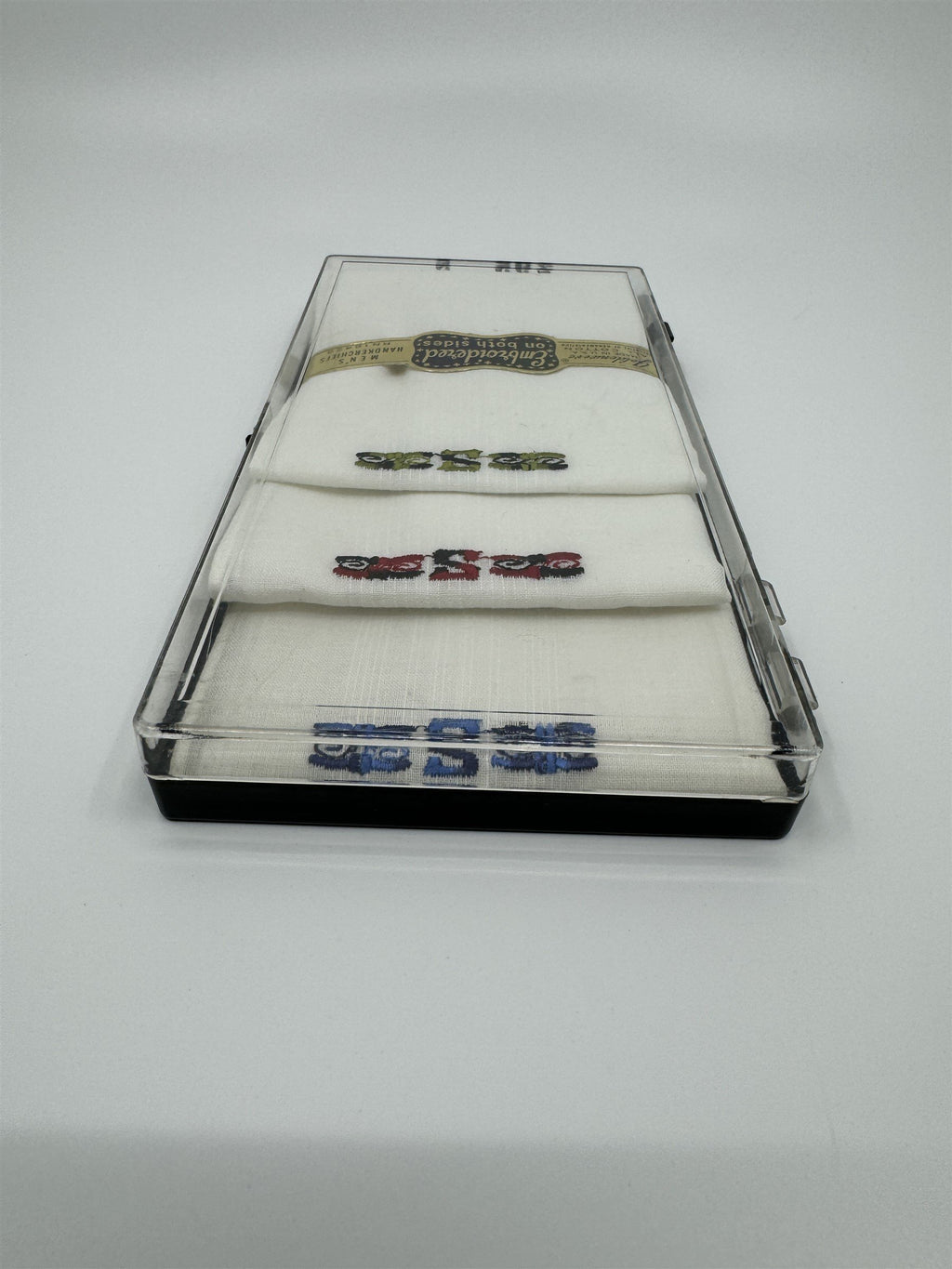 Goldenweve Made in USA All Cotton "S" Embroidered Men's Handkerchiefs 3-Pack NOS