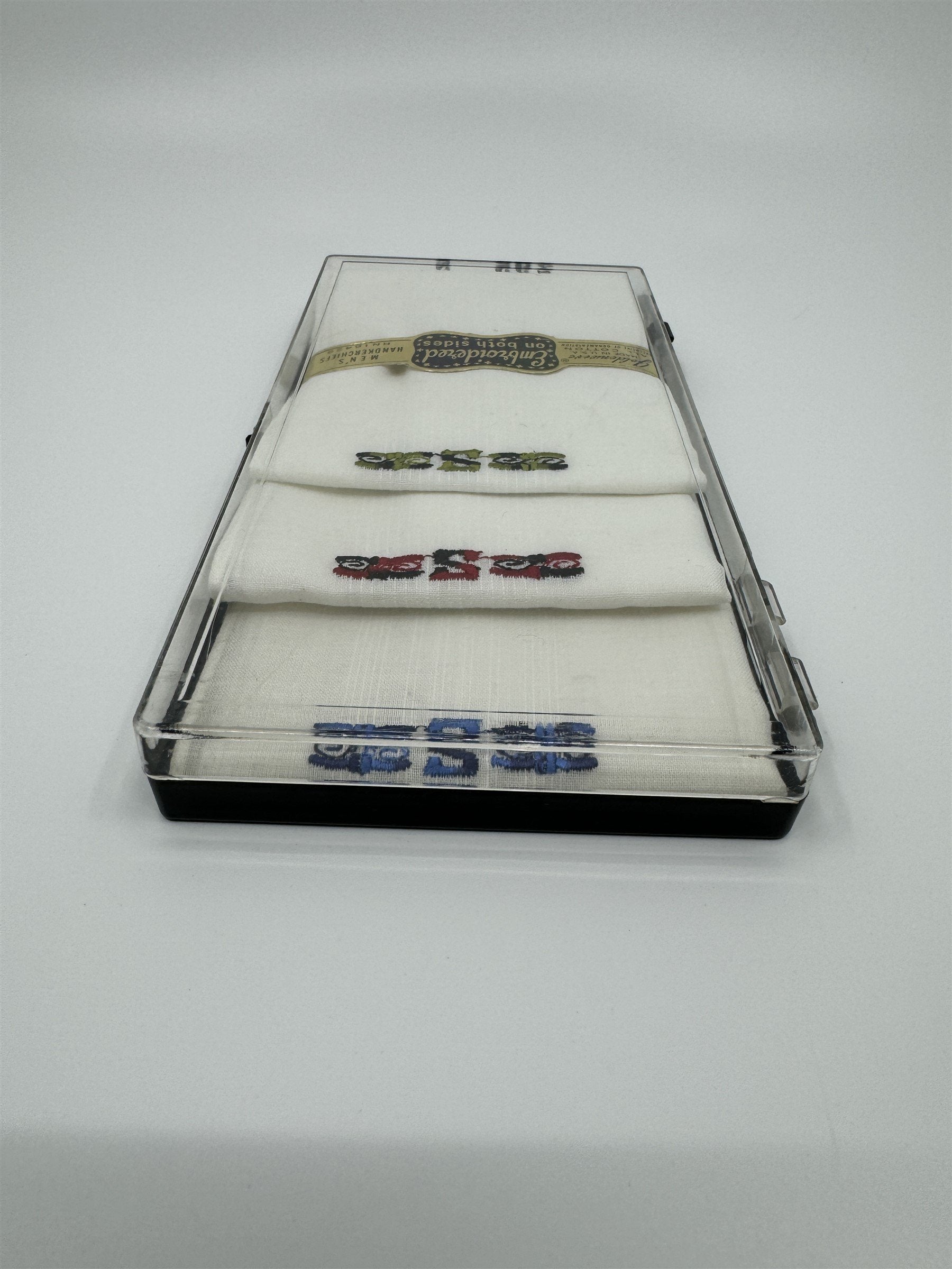 Goldenweve Made in USA All Cotton "S" Embroidered Men's Handkerchiefs 3-Pack NOS