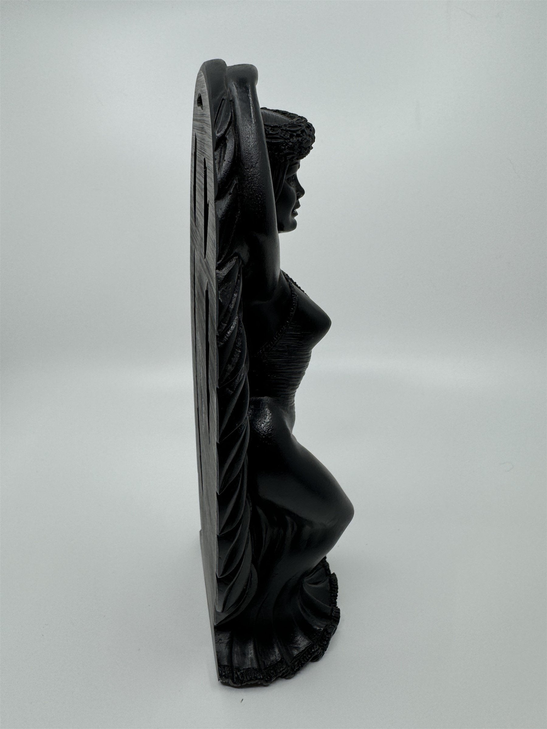 Vintage Coco Joe's Hawaiian Tiki Hula Girl Dancer Black Lava Stone 10" Figurine