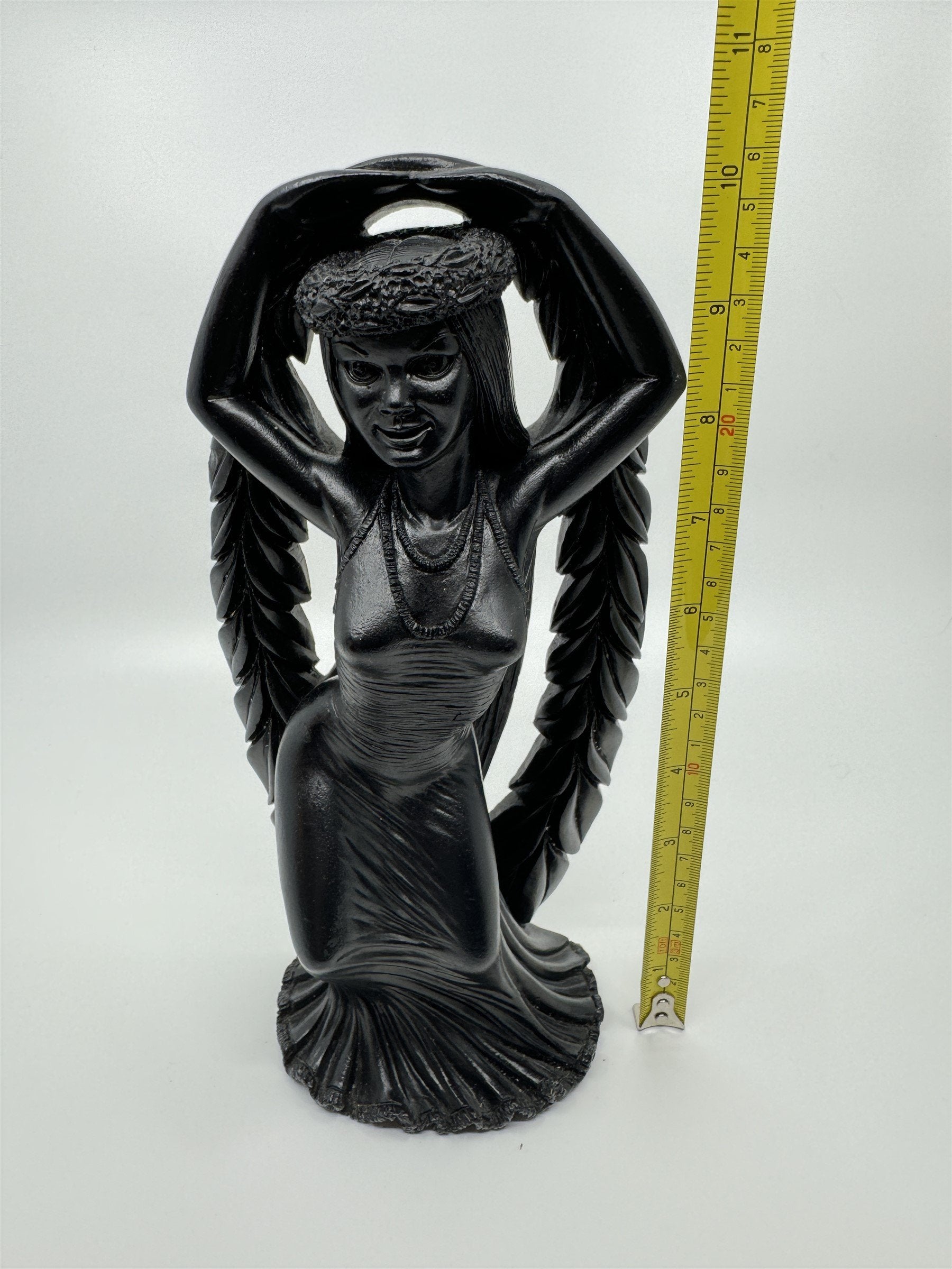 Vintage Coco Joe's Hawaiian Tiki Hula Girl Dancer Black Lava Stone 10" Figurine
