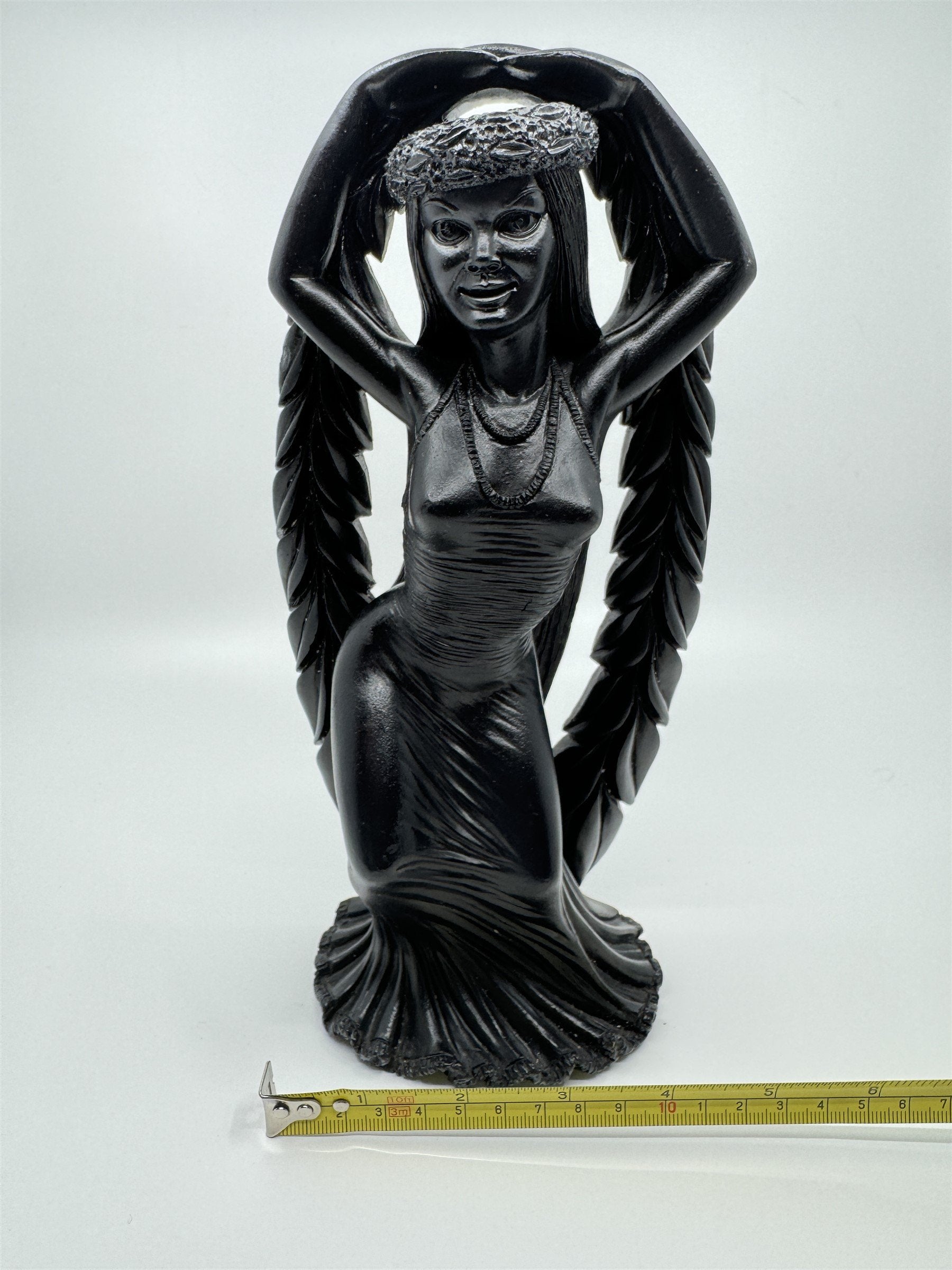 Vintage Coco Joe's Hawaiian Tiki Hula Girl Dancer Black Lava Stone 10" Figurine