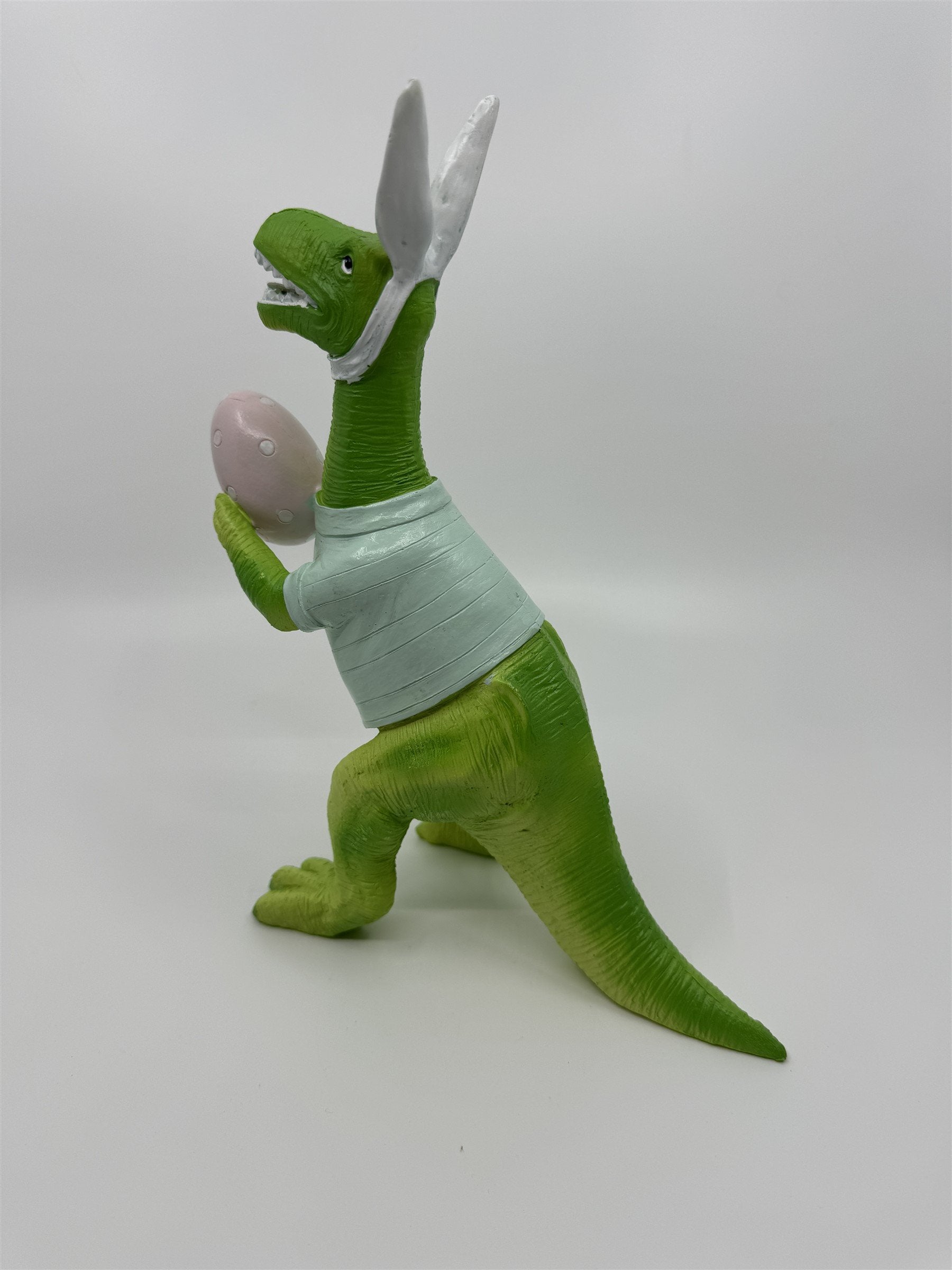Bunny Boulevard Green Easter Dinosaur T-Rex with Easter Egg Figurine Decor 10"