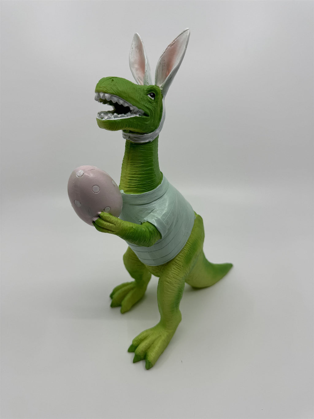 Bunny Boulevard Green Easter Dinosaur T-Rex with Easter Egg Figurine Decor 10"