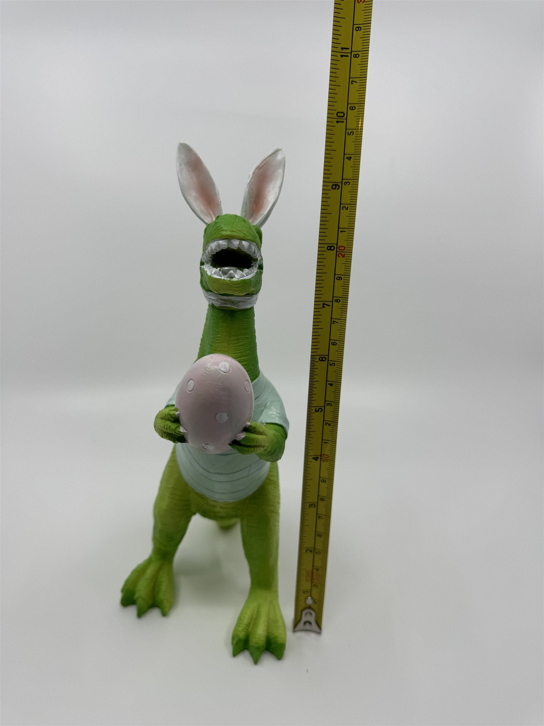 Bunny Boulevard Green Easter Dinosaur T-Rex with Easter Egg Figurine Decor 10"