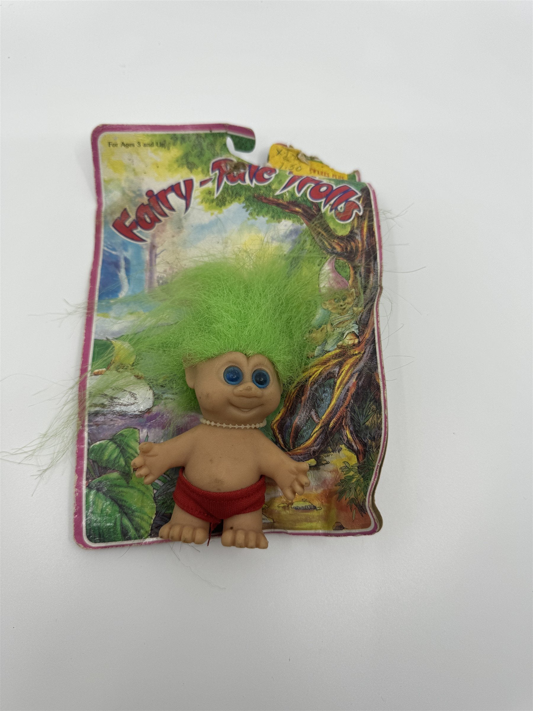 Vintage 1992 Fairy-Tale Trolls H.Y. International Green Hair Red Shorts Doll