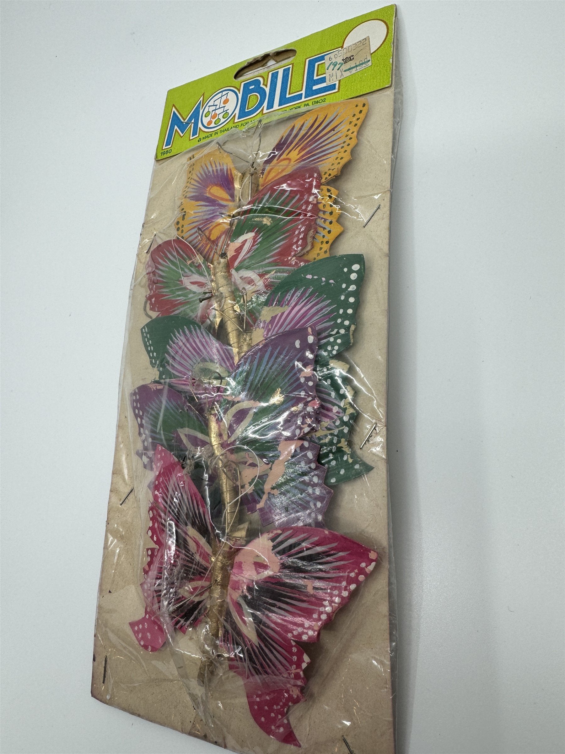 Vintage 1980 Butterfly Butterflies Mobile Decoration Thailand McCrory Corp York