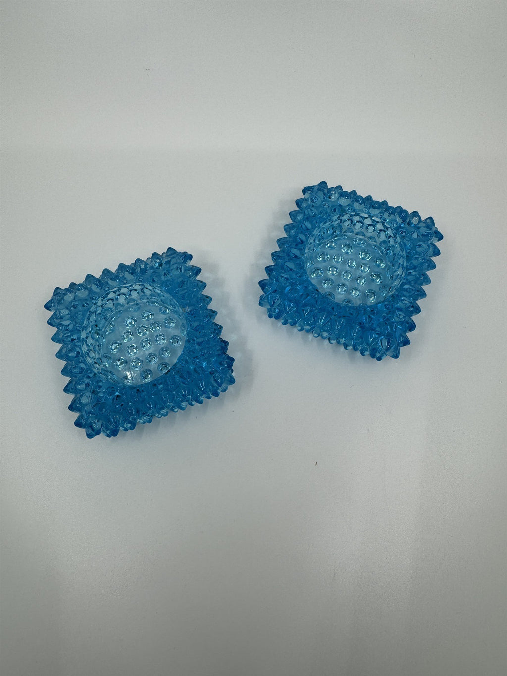 Vintage Fenton Glass Hobnail Spiked Salt Cellar Tea Light Votive Ring Set of 2