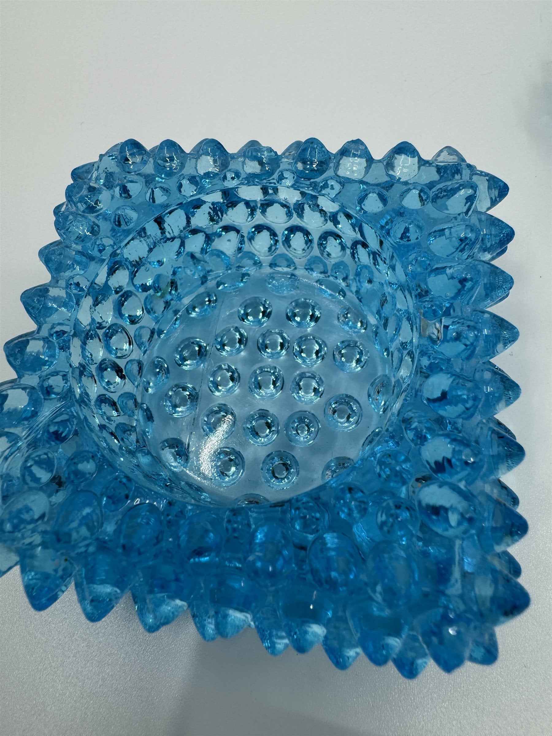 Vintage Fenton Glass Hobnail Spiked Salt Cellar Tea Light Votive Ring Set of 2