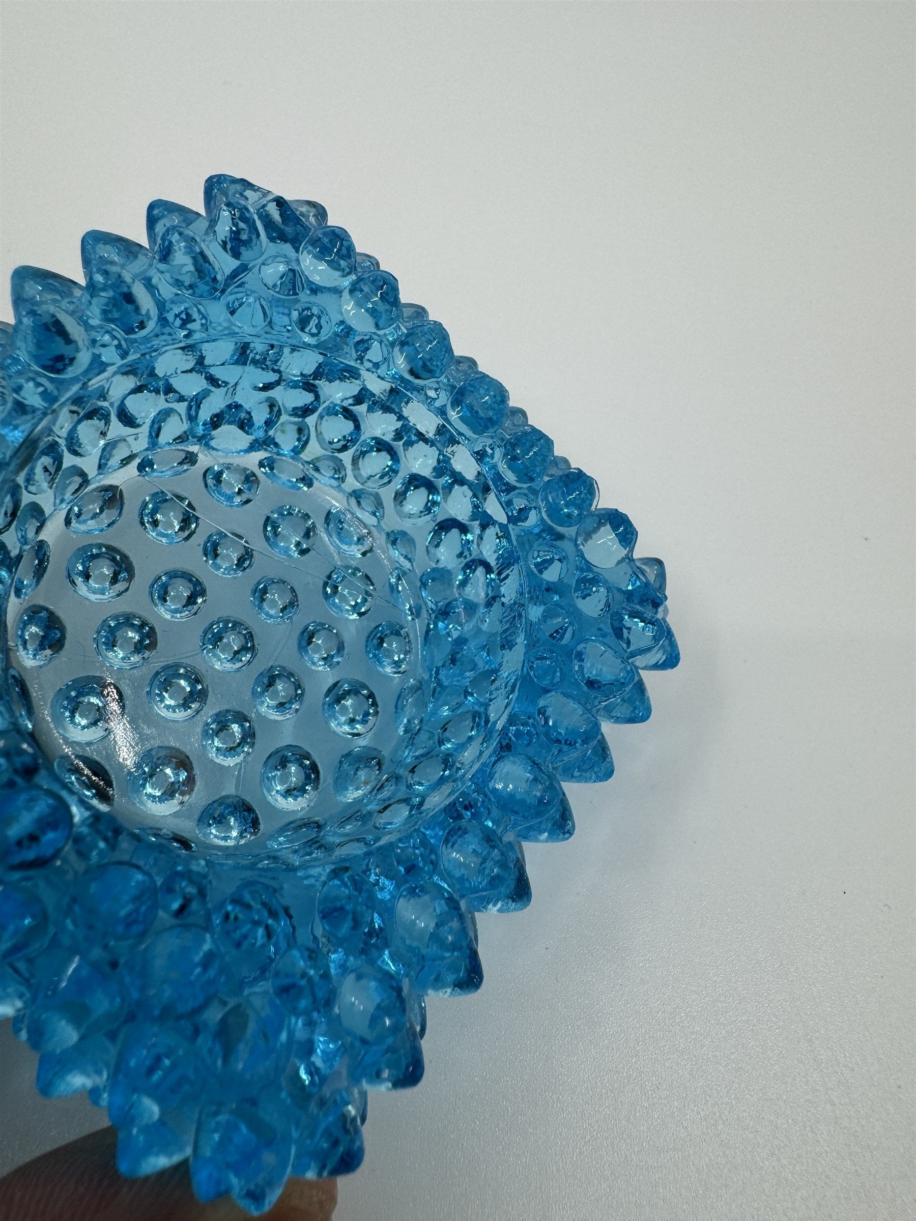 Vintage Fenton Glass Hobnail Spiked Salt Cellar Tea Light Votive Ring Set of 2