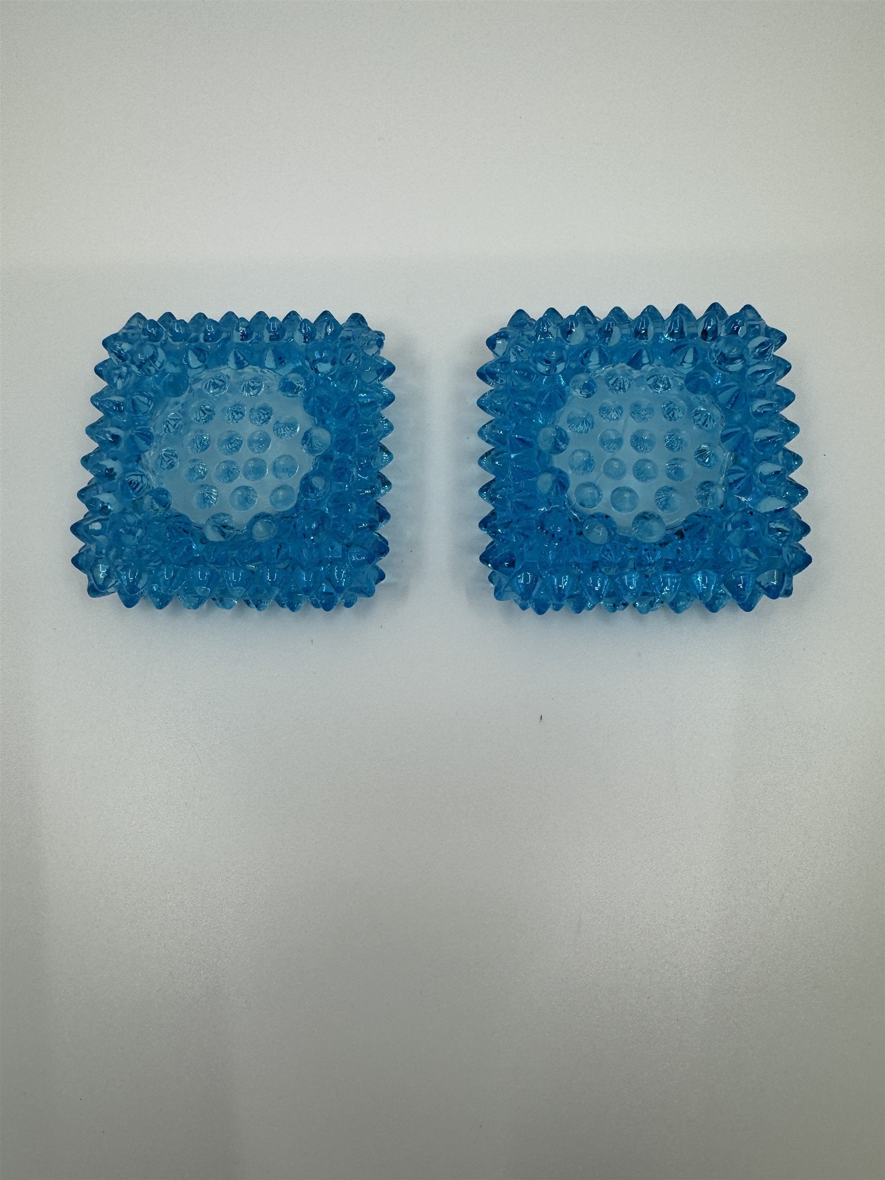 Vintage Fenton Glass Hobnail Spiked Salt Cellar Tea Light Votive Ring Set of 2